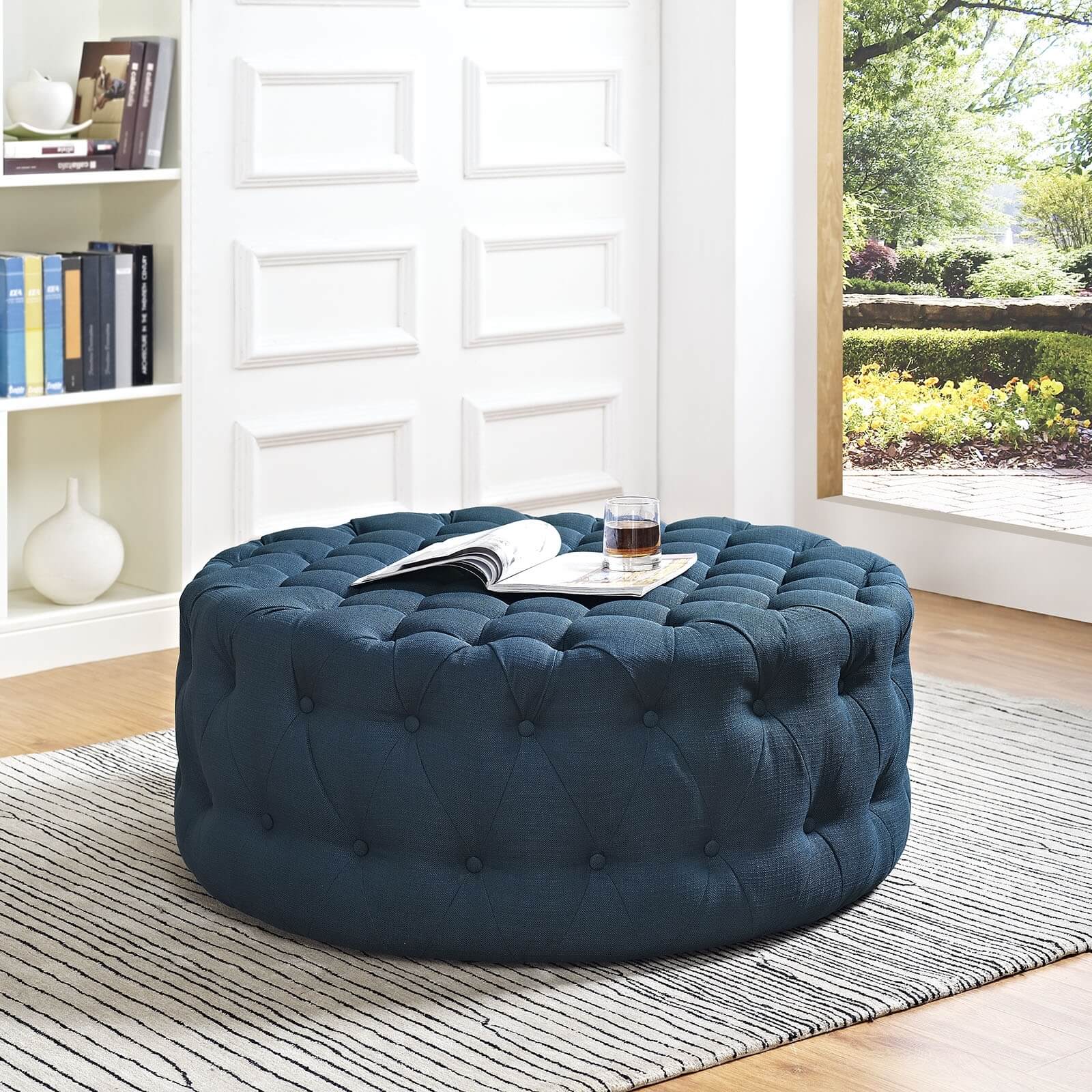 Amour Tufted Fabric Ottoman