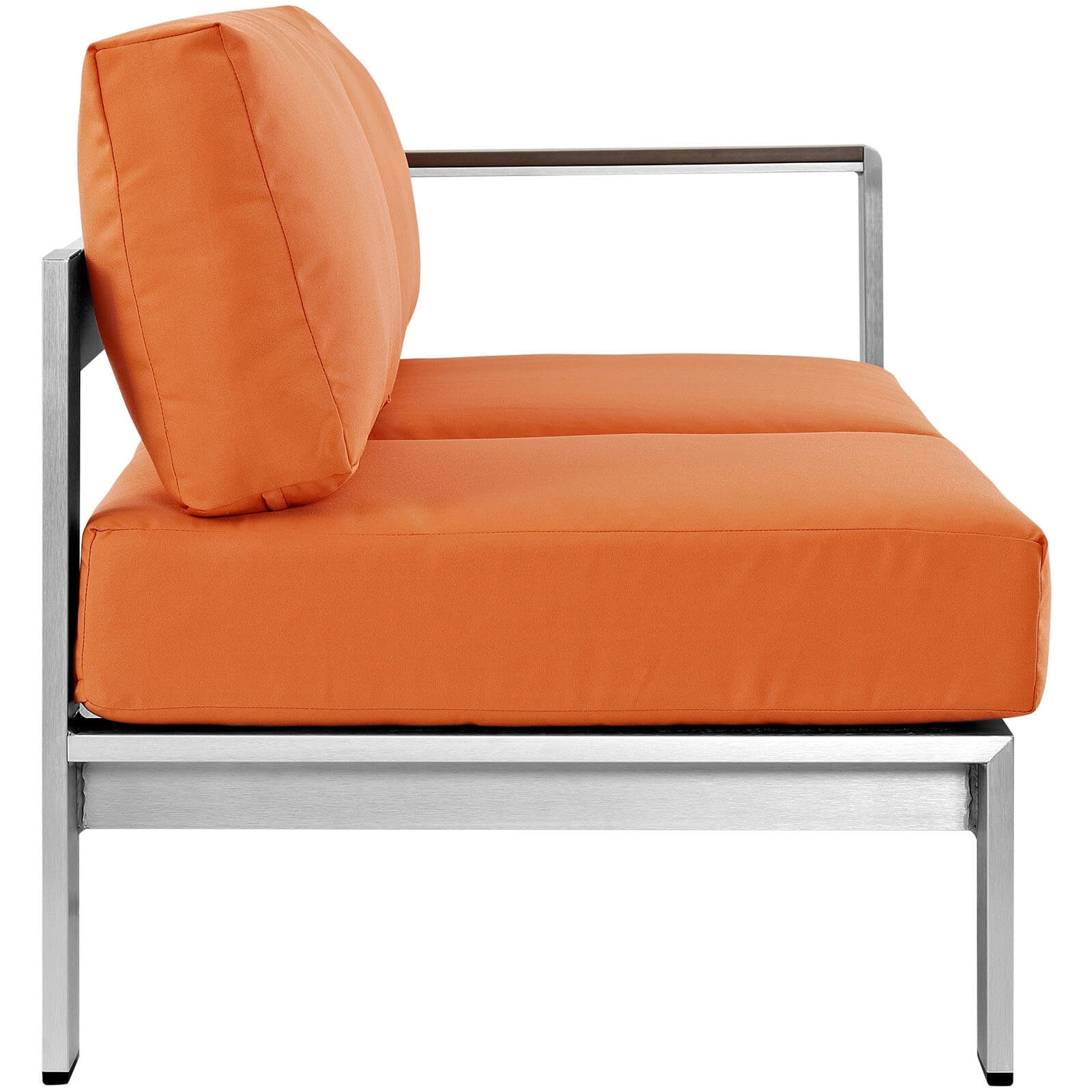 Modern Contemporary Urban Design Outdoor Patio Balcony Loveseat Sofa, Orange, Metal Aluminum