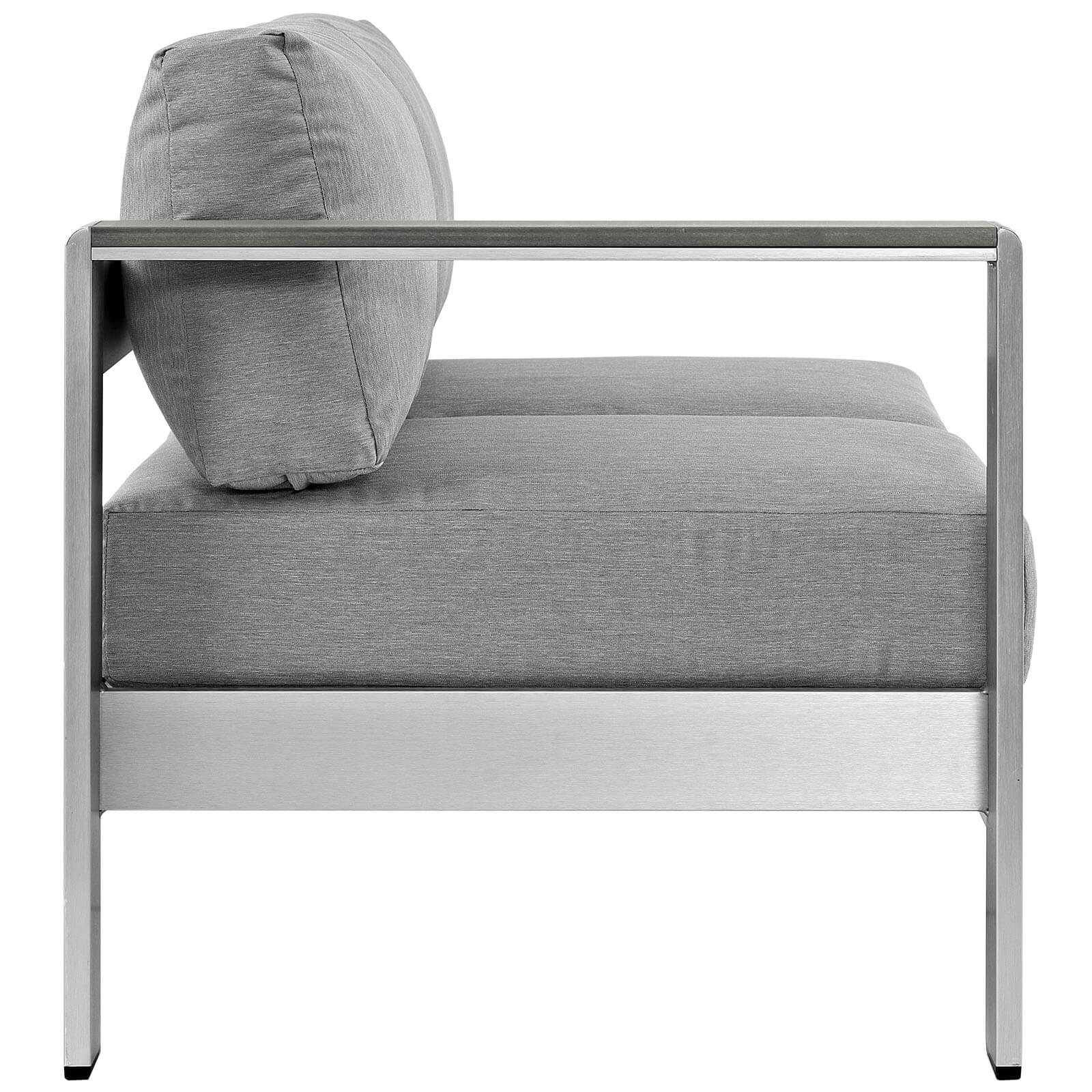 Modway EEI-5482-SLV-GRY-SET Shore Sunbrella Fabric Outdoor Patio Aluminum 8 Piece Silver Gray