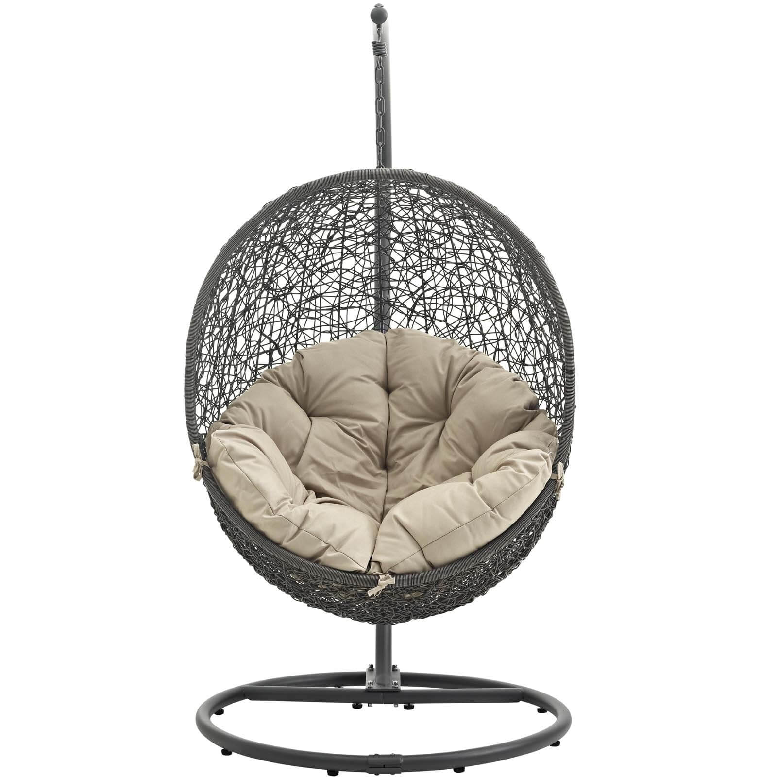 Hide Outdoor Patio Synthetic Rattan Weave Swing Chair With Stand