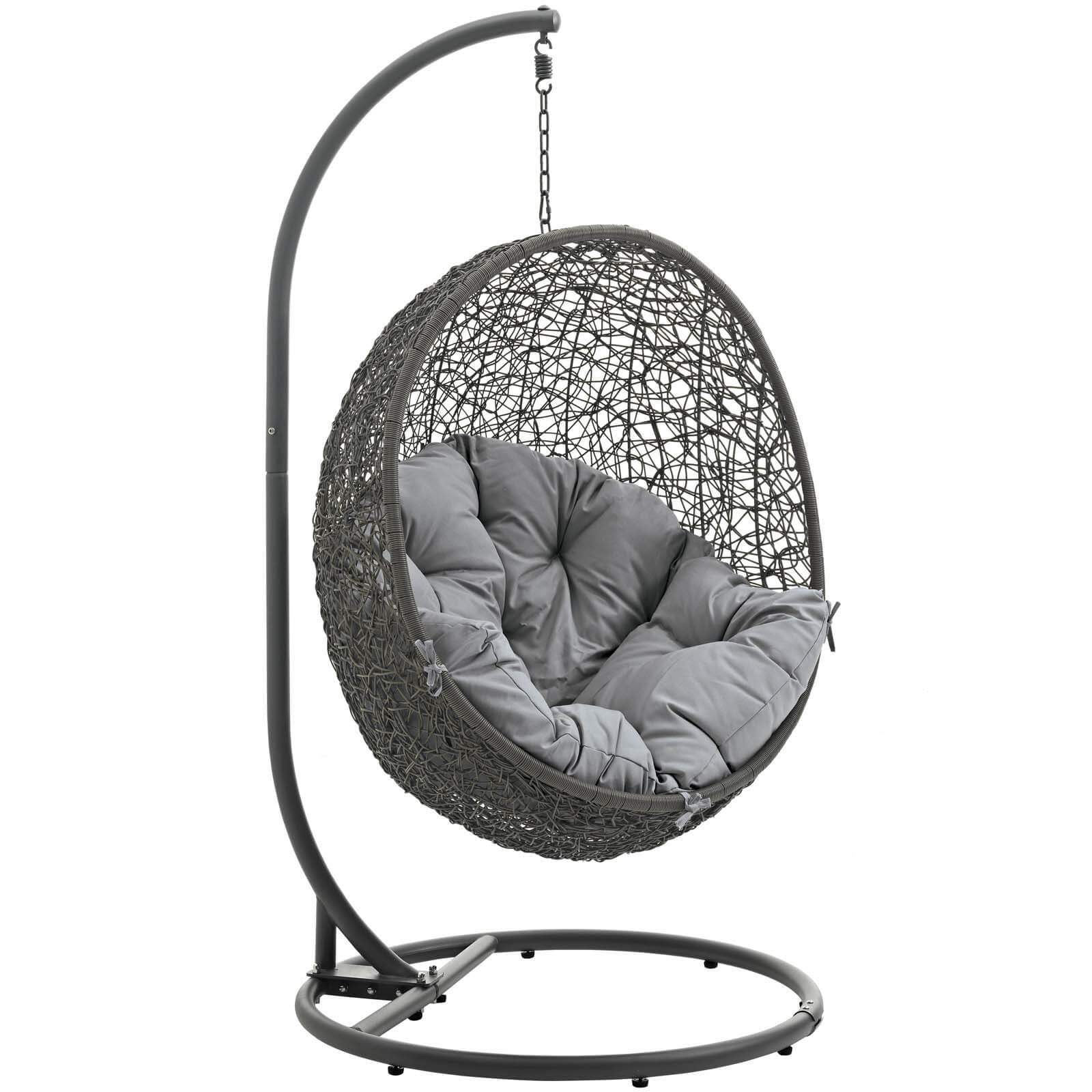 Hide Outdoor Patio Synthetic Rattan Weave Swing Chair With Stand