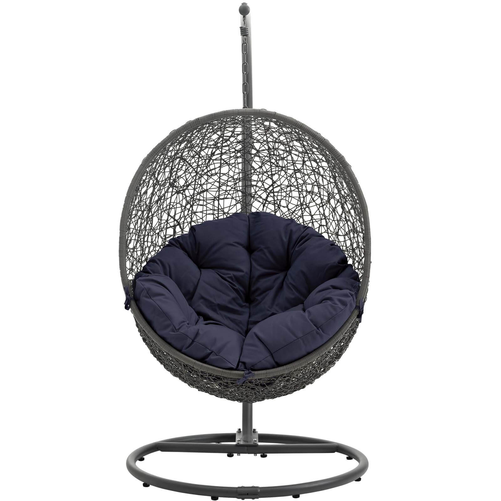Hide Outdoor Patio Synthetic Rattan Weave Swing Chair With Stand