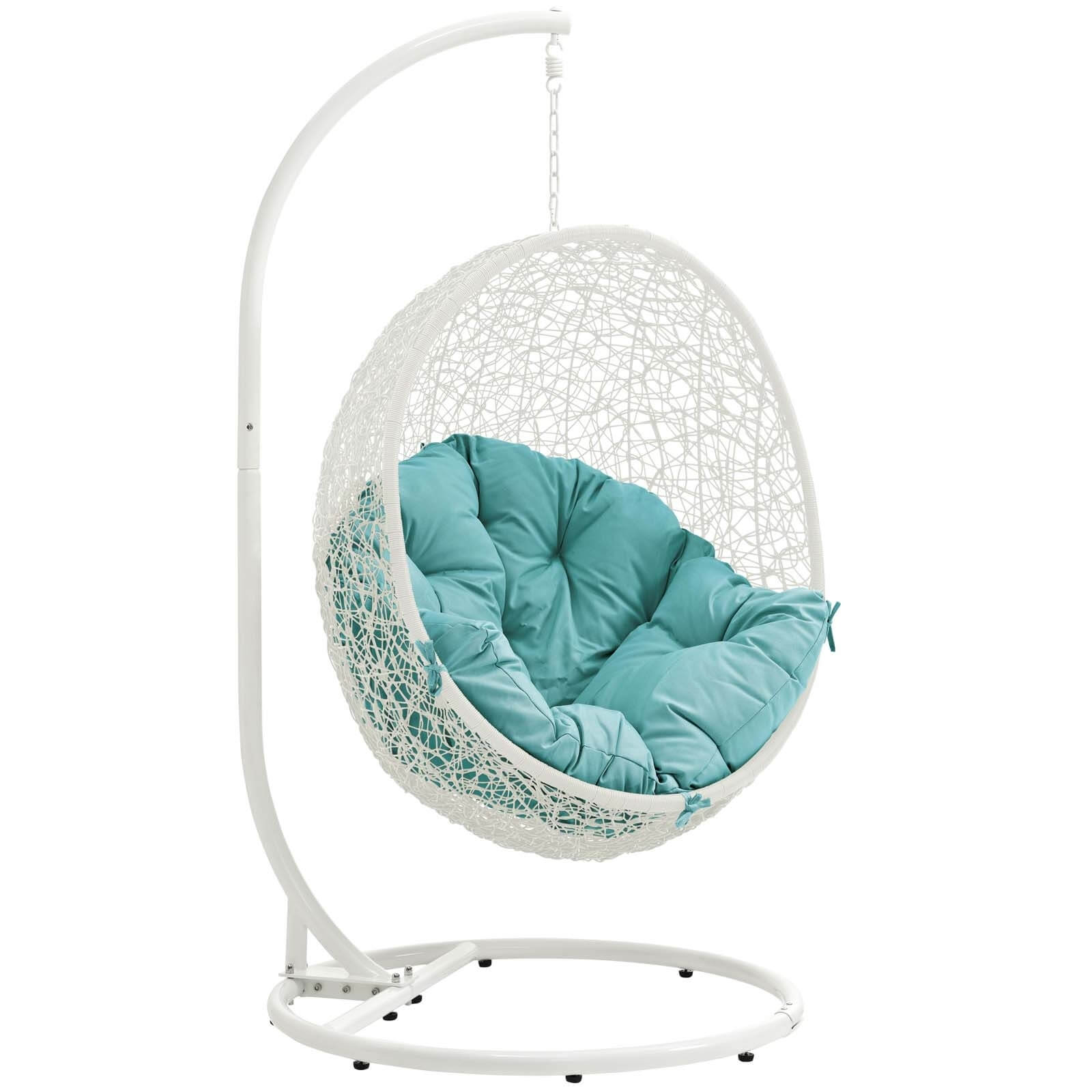 Hide Outdoor Patio Synthetic Rattan Weave Swing Chair With Stand