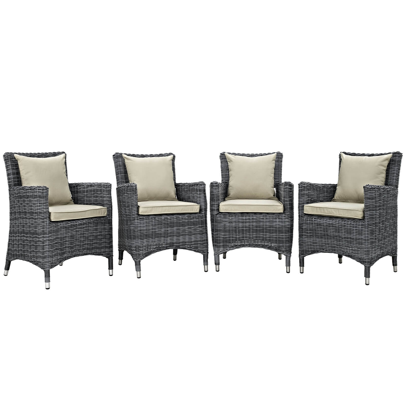 Summon 4-Pc Outdoor Patio Sunbrella/Synthetic Rattan Weave Dining Set