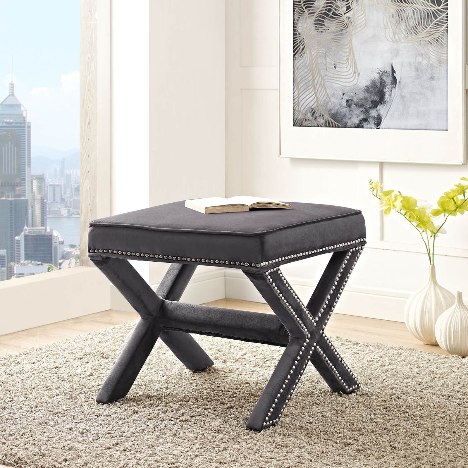 Rivet Velvet Bench