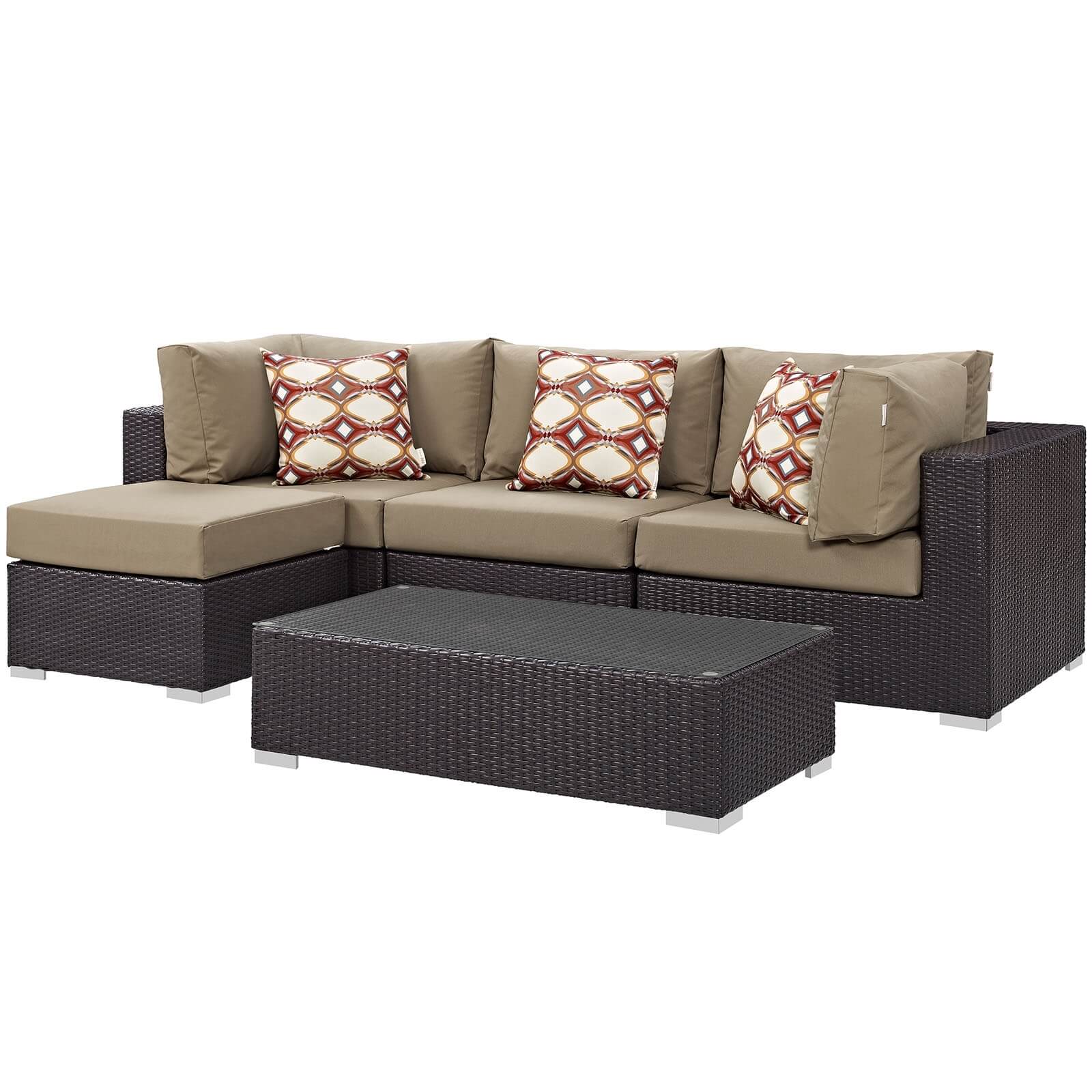 Convene 5-Pc Outdoor Patio Synthetic Rattan Weave Sectional Set, Composition 2