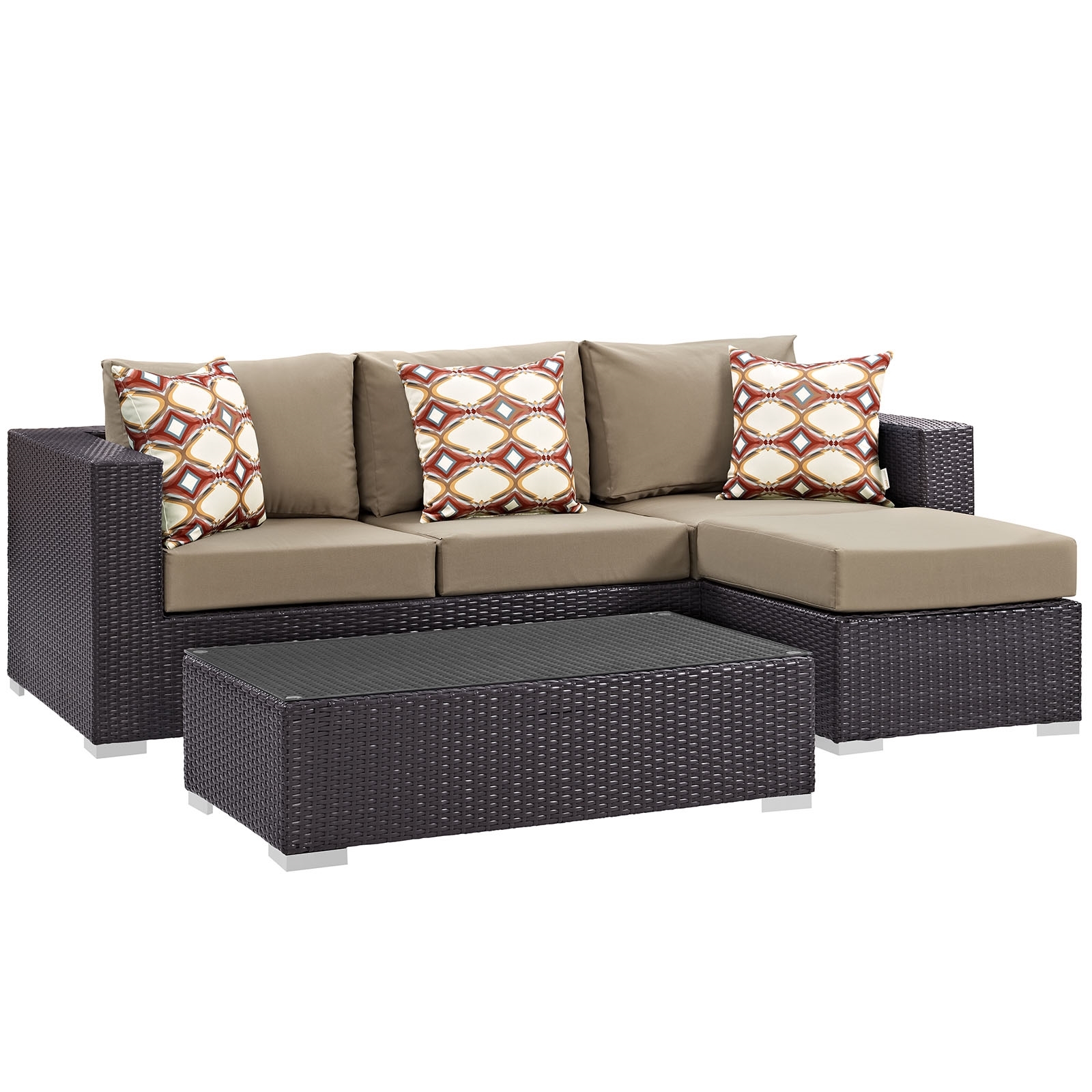 Convene 3-Pc Outdoor Patio Synthetic Rattan Weave Sectional Set