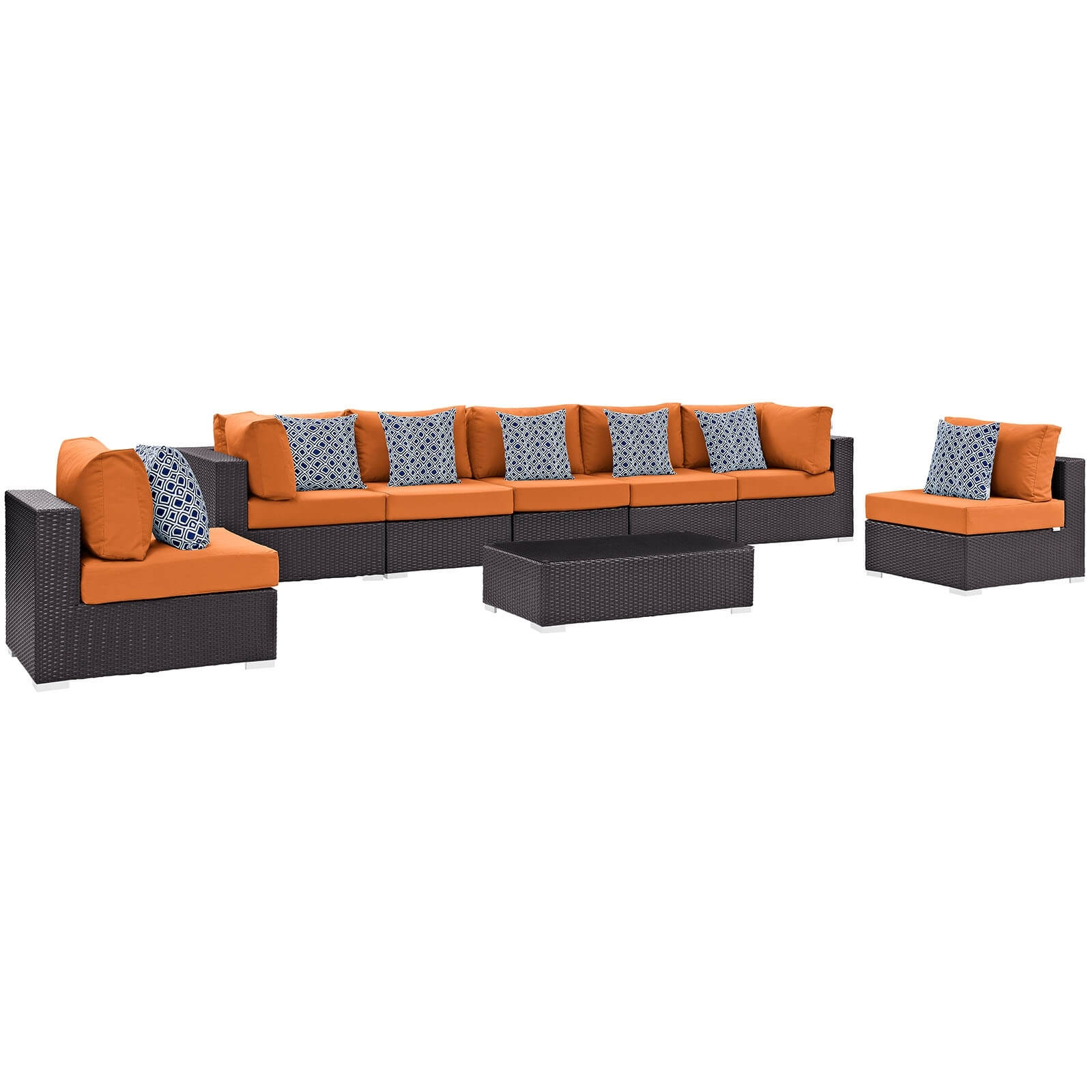 Convene 8-Pc Outdoor Patio Synthetic Rattan Weave Sectional Set, Composition 2