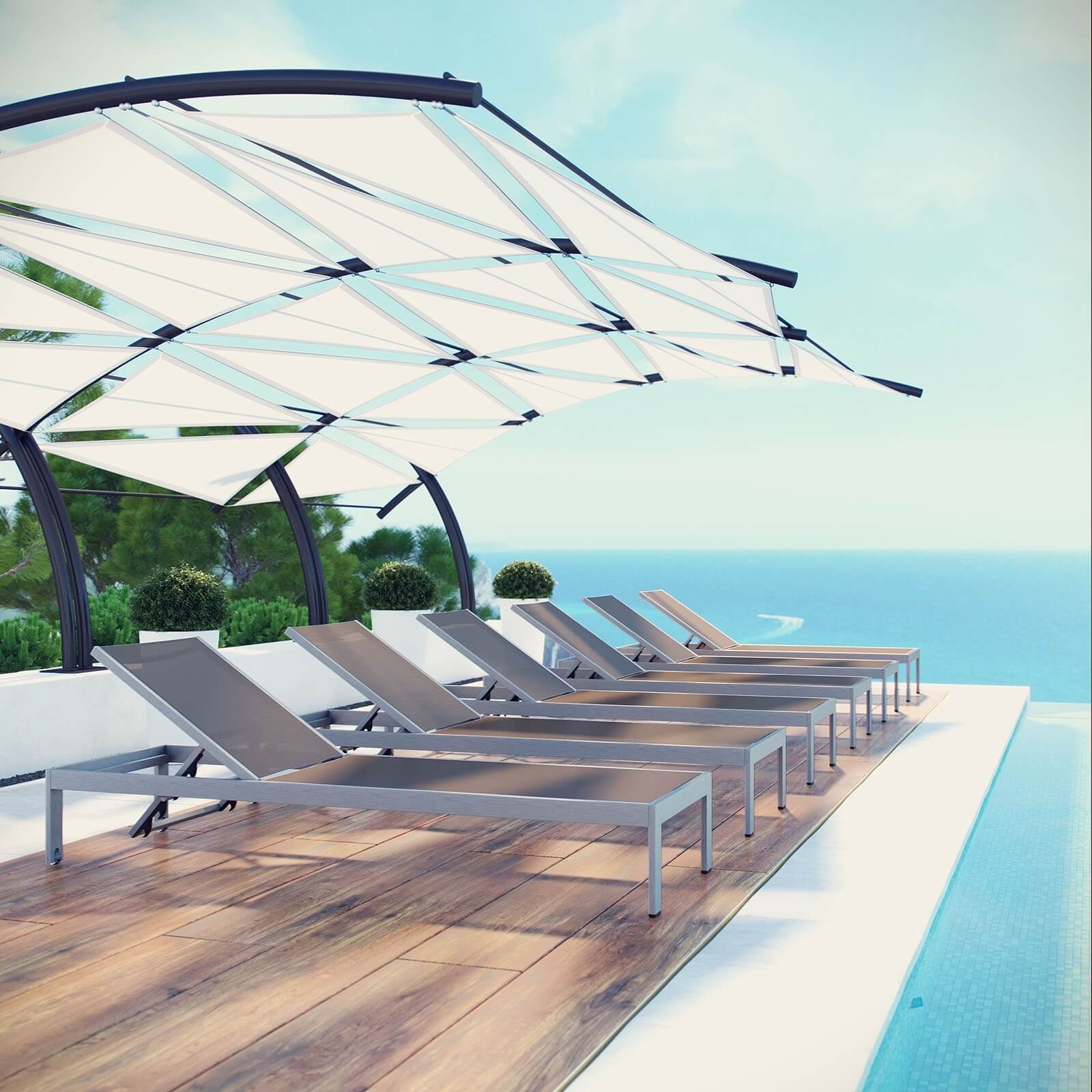 Shore Outdoor Patio Aluminum Chaise, Composition 1