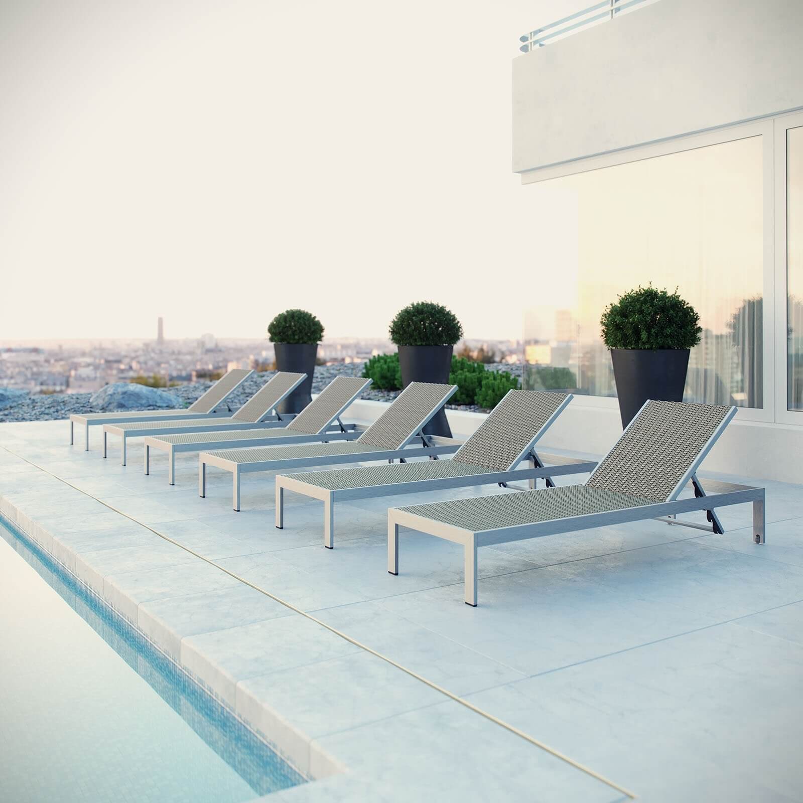 Shore Outdoor Patio Aluminum Chaise, Composition 2