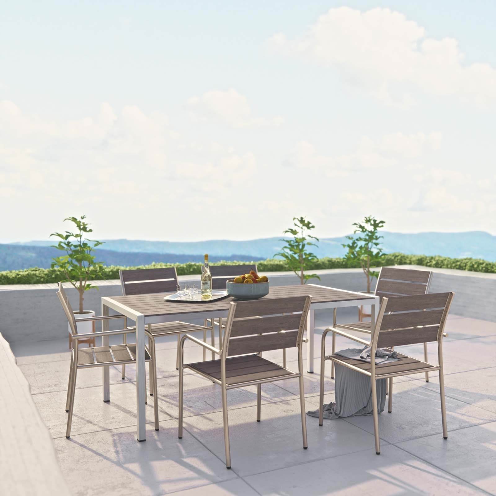 Shore 7-Pc Outdoor Patio Aluminum Dining Set, Composition 1