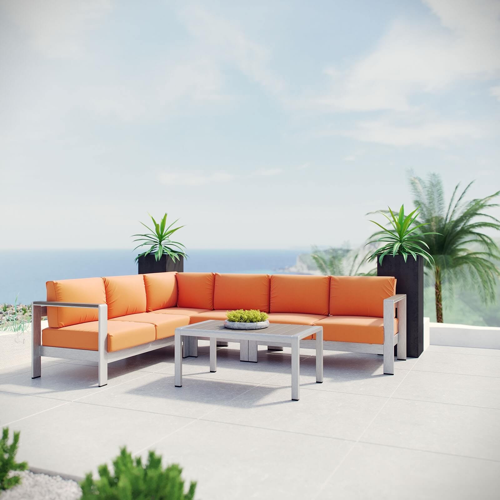 Shore 6-Pc Outdoor Patio Aluminum Sectional Sofa Set, Composition 1