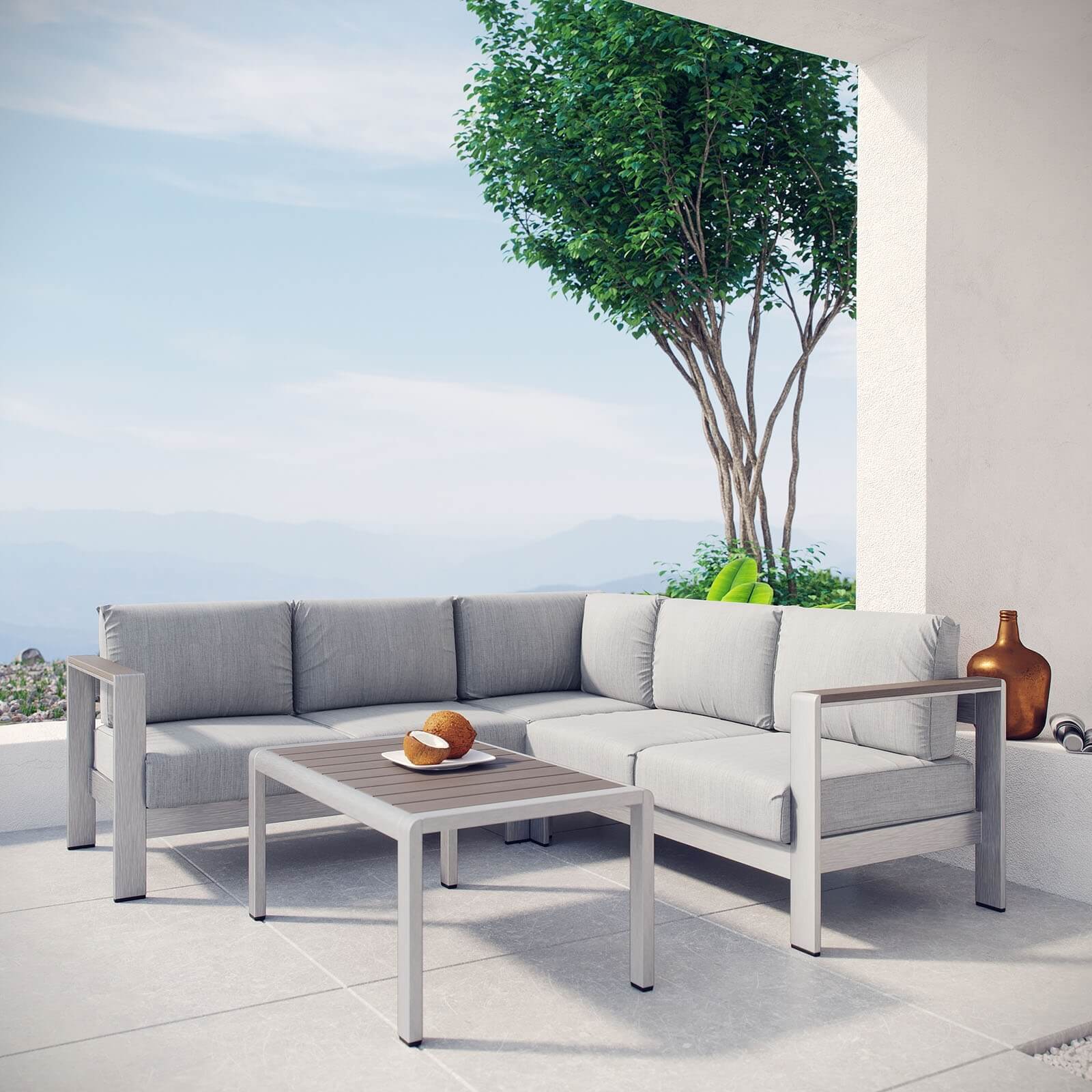 Shore 4-Pc Outdoor Patio Aluminum Sectional Sofa Set, Composition 1