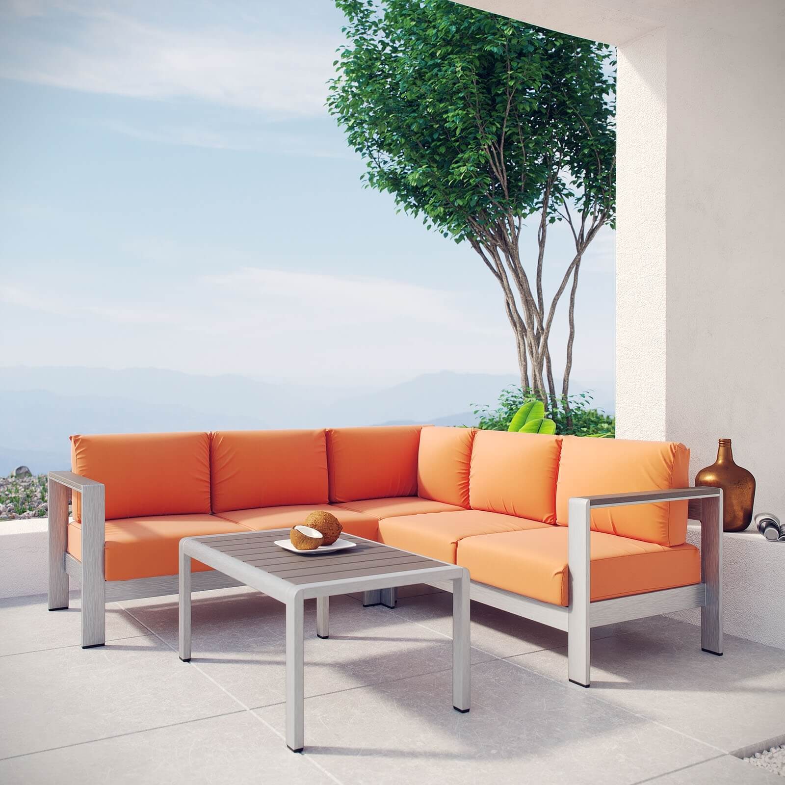 Shore 4-Pc Outdoor Patio Aluminum Sectional Sofa Set, Composition 1