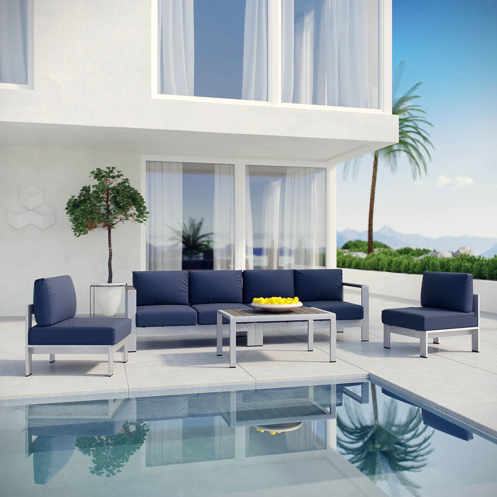 Shore 4-Pc Outdoor Patio Aluminum Sectional Sofa Set, Composition 4
