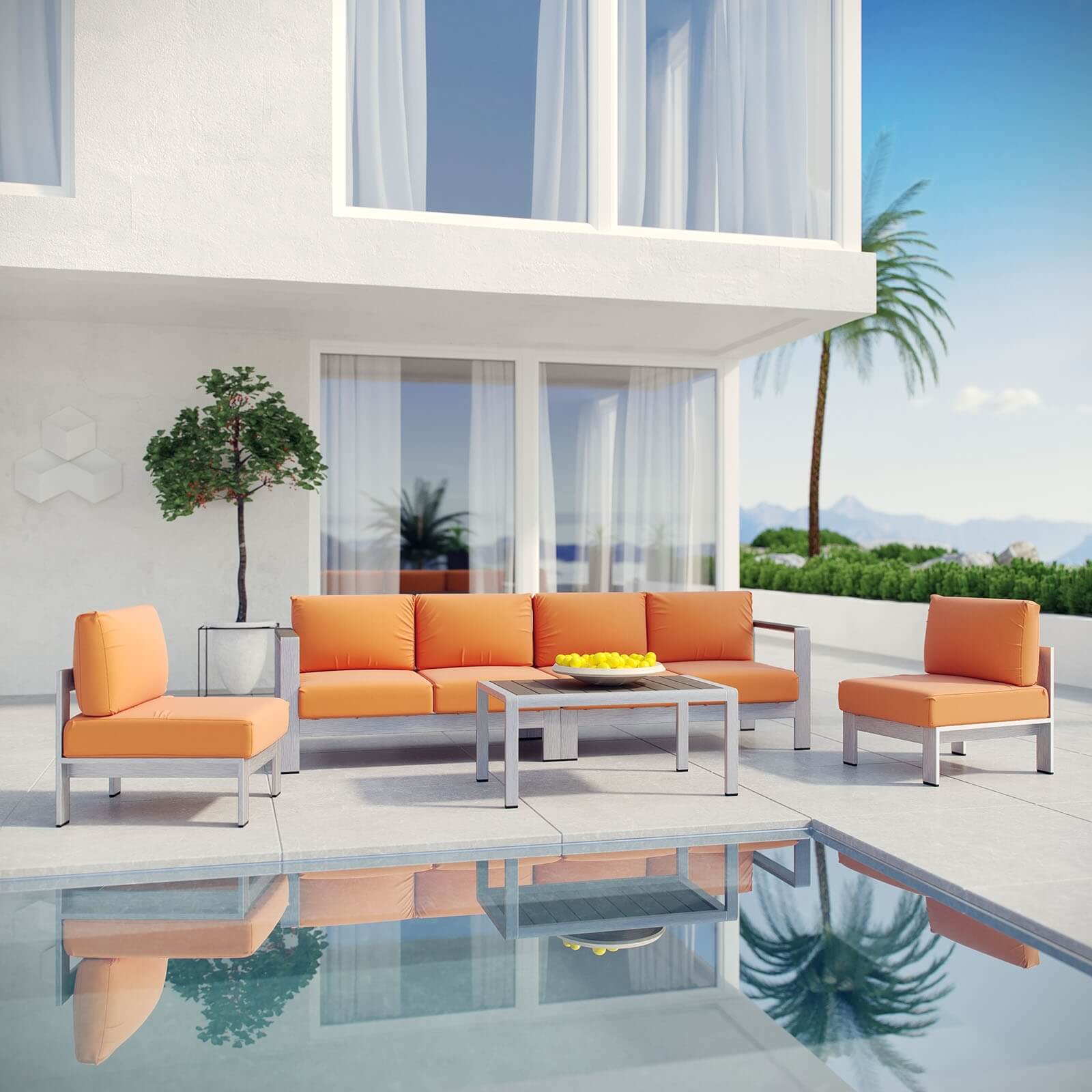 Shore 4-Pc Outdoor Patio Aluminum Sectional Sofa Set, Composition 4