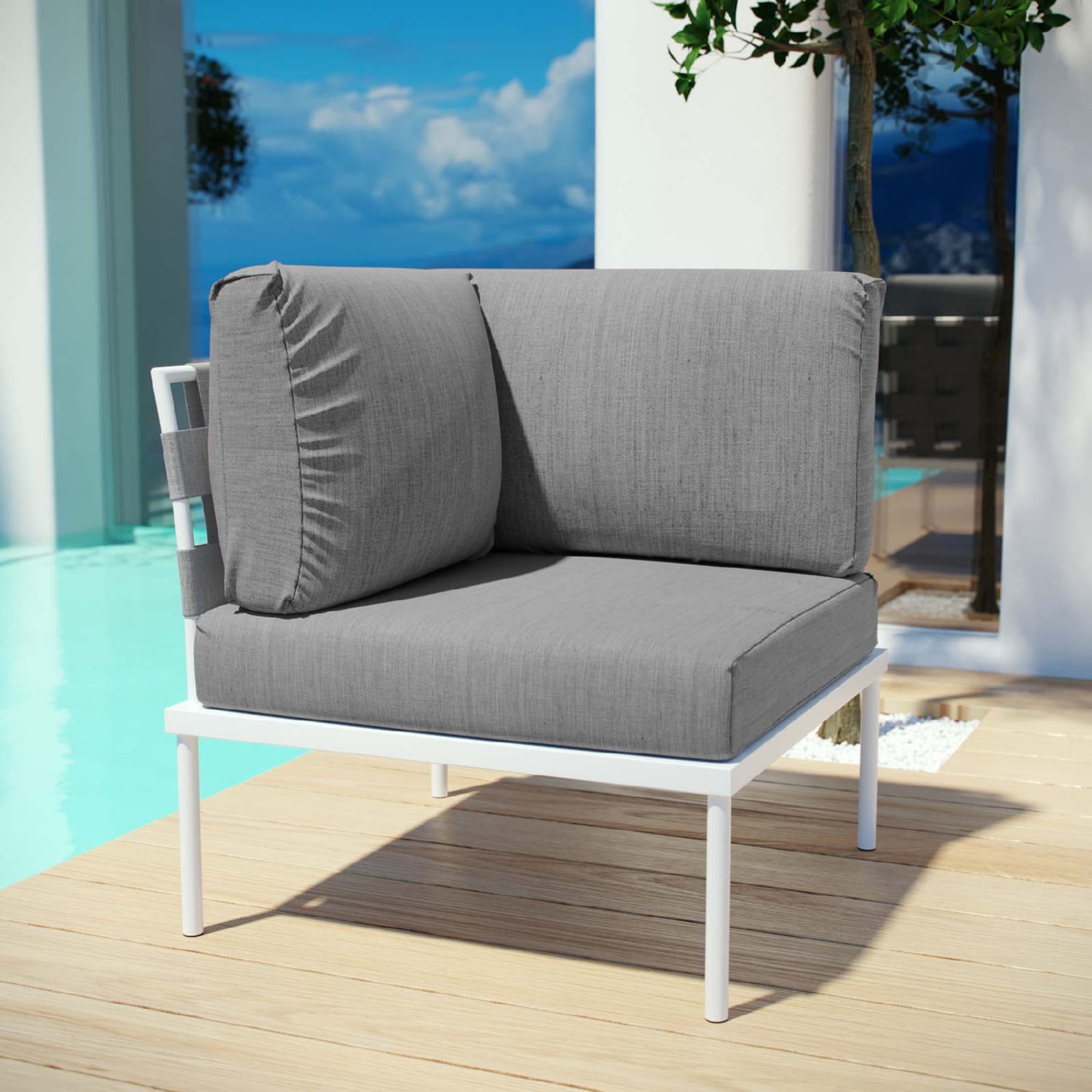 Modway Harmony Outdoor Patio Aluminum, Corner Sofa