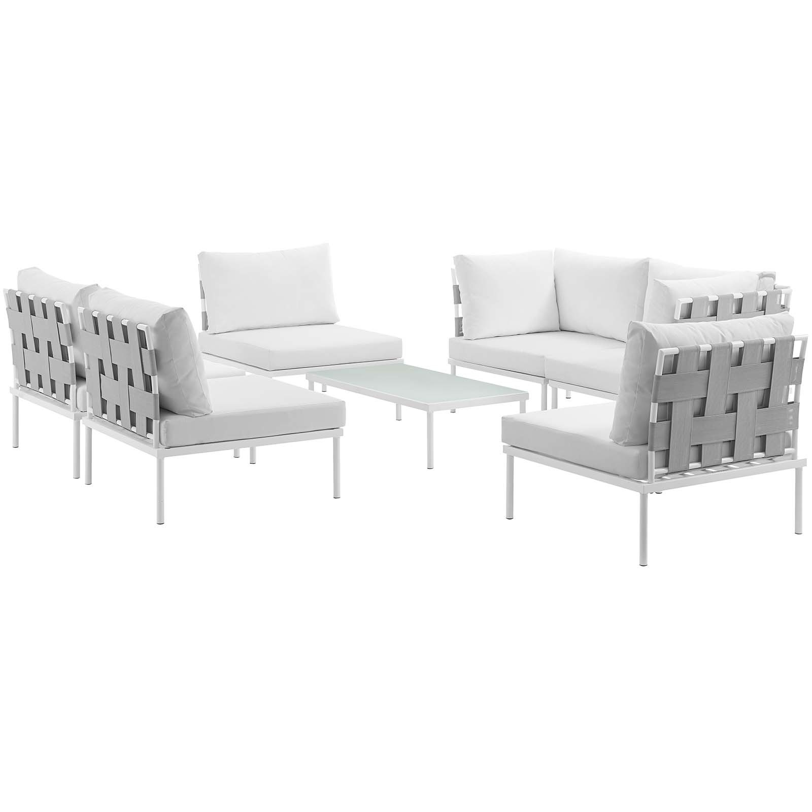 Ergode Harmony 7 Piece Outdoor Patio Aluminum Sectional Sofa Set 