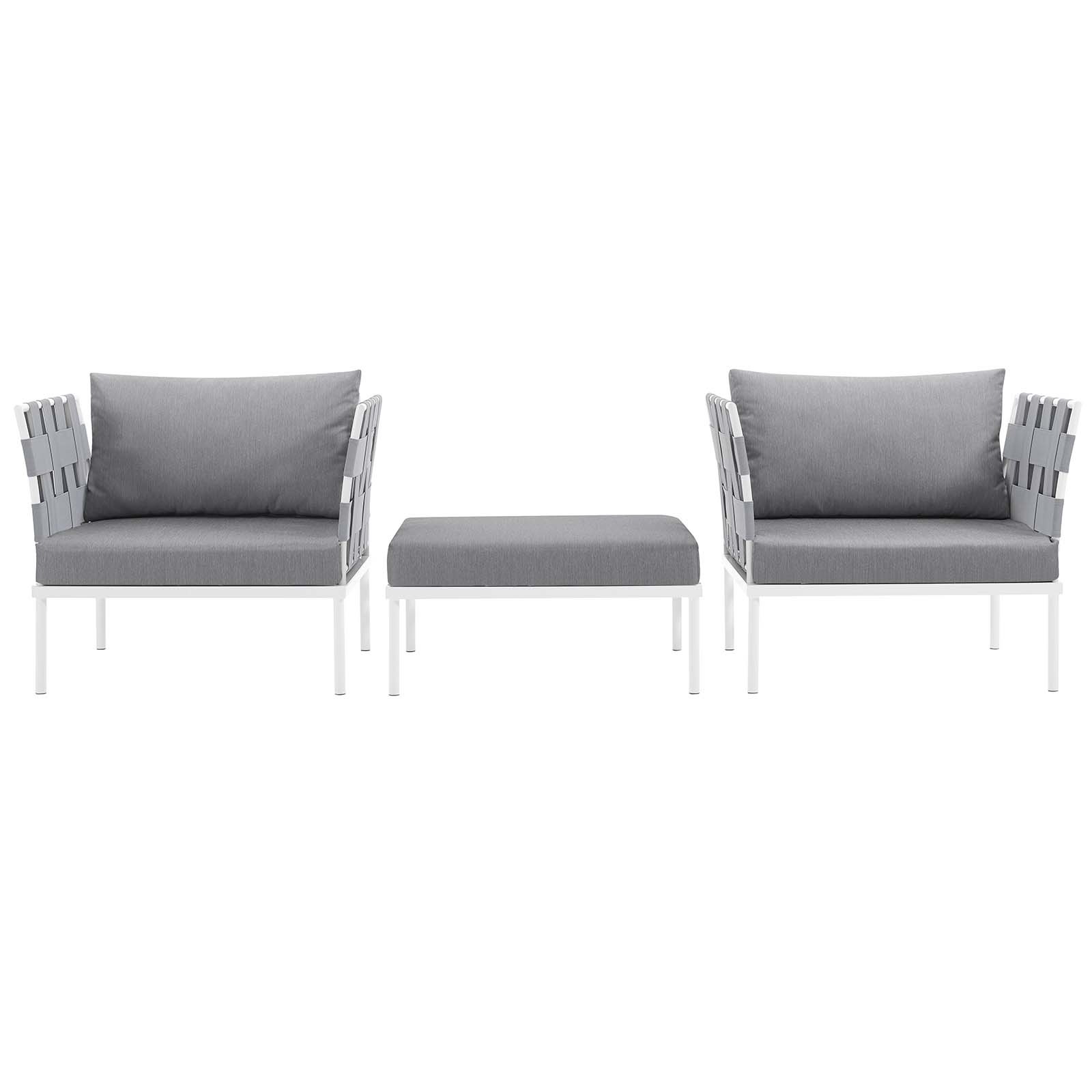 Harmony 3-Pc Outdoor Patio Aluminum Sectional Sofa Set