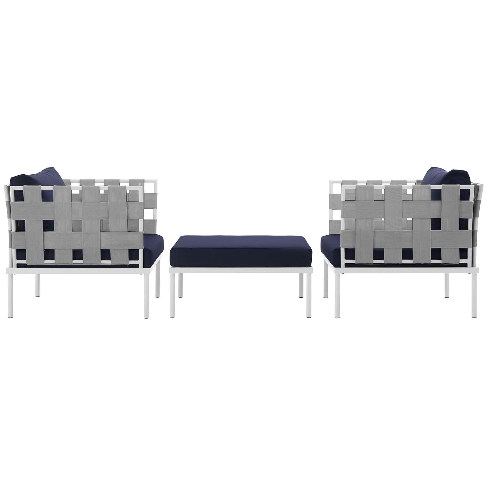 Harmony 3-Pc Outdoor Patio Aluminum Sectional Sofa Set
