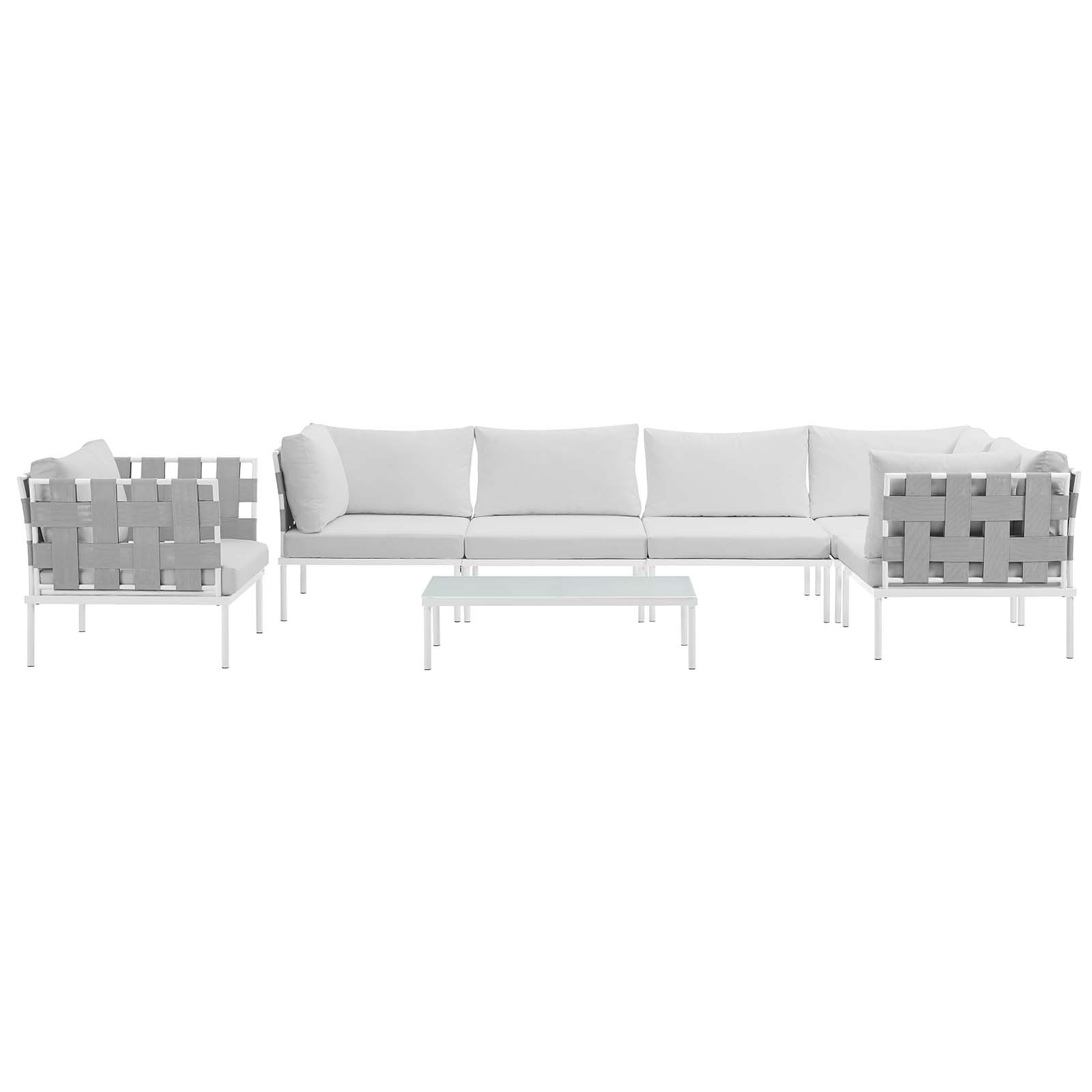Harmony 7-Pc Outdoor Patio Canvas Fabric/Aluminum Sectional Sofa Set