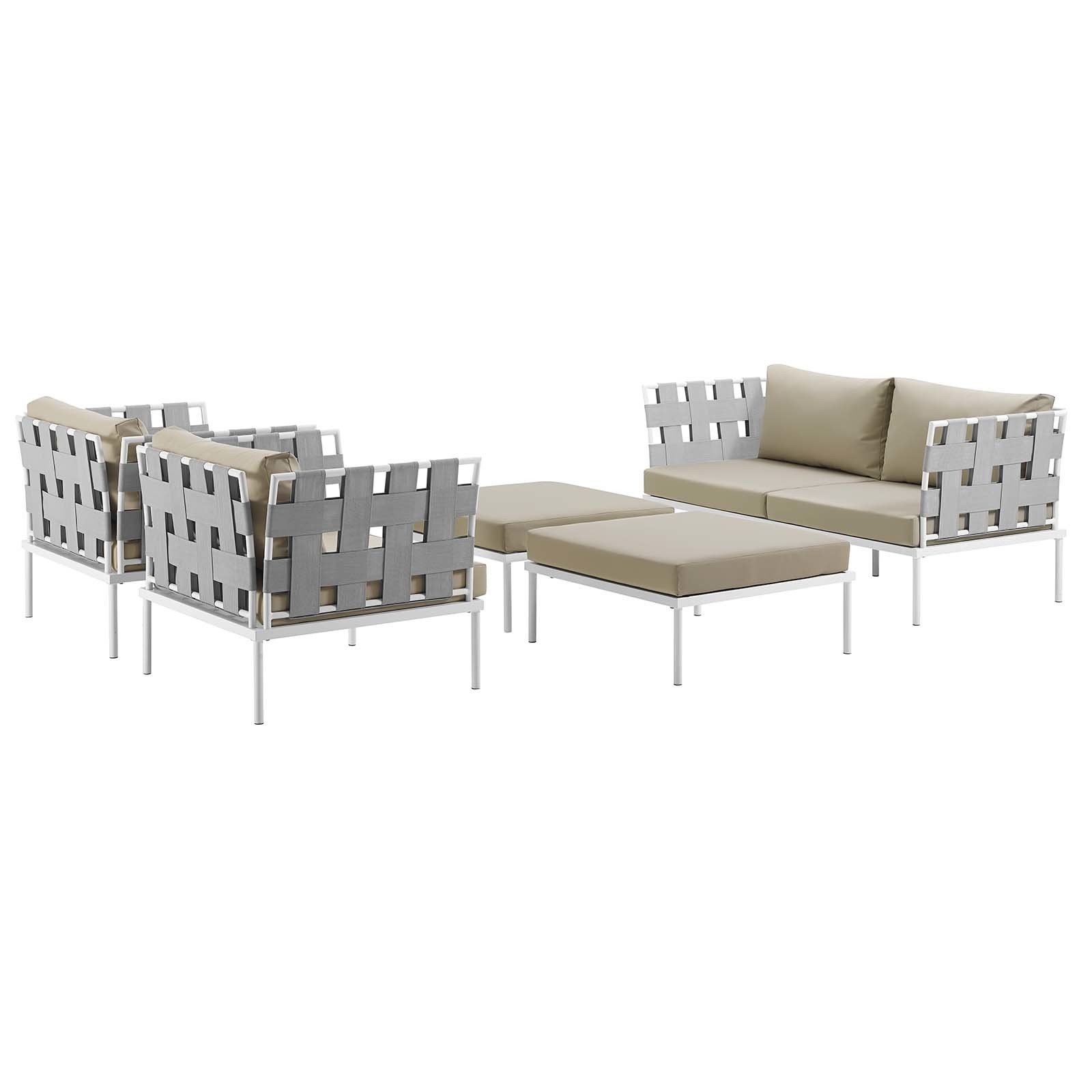 Harmony 5-Pc Outdoor Patio Canvas Fabric/Aluminum Sectional Sofa Set