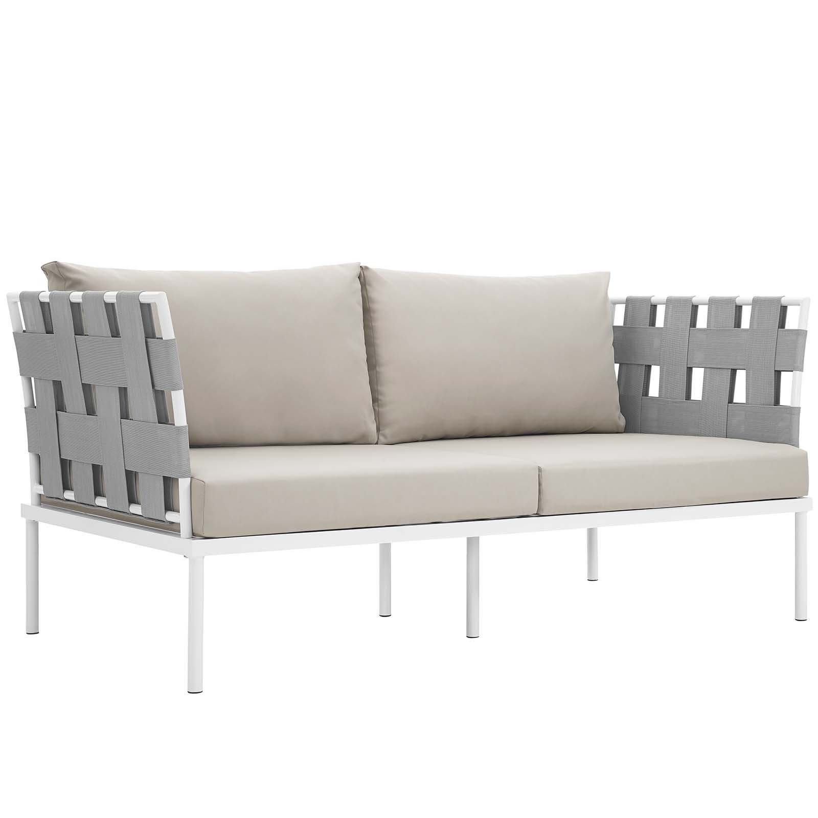 Harmony 5-Pc Outdoor Patio Canvas Fabric/Aluminum Sectional Sofa Set