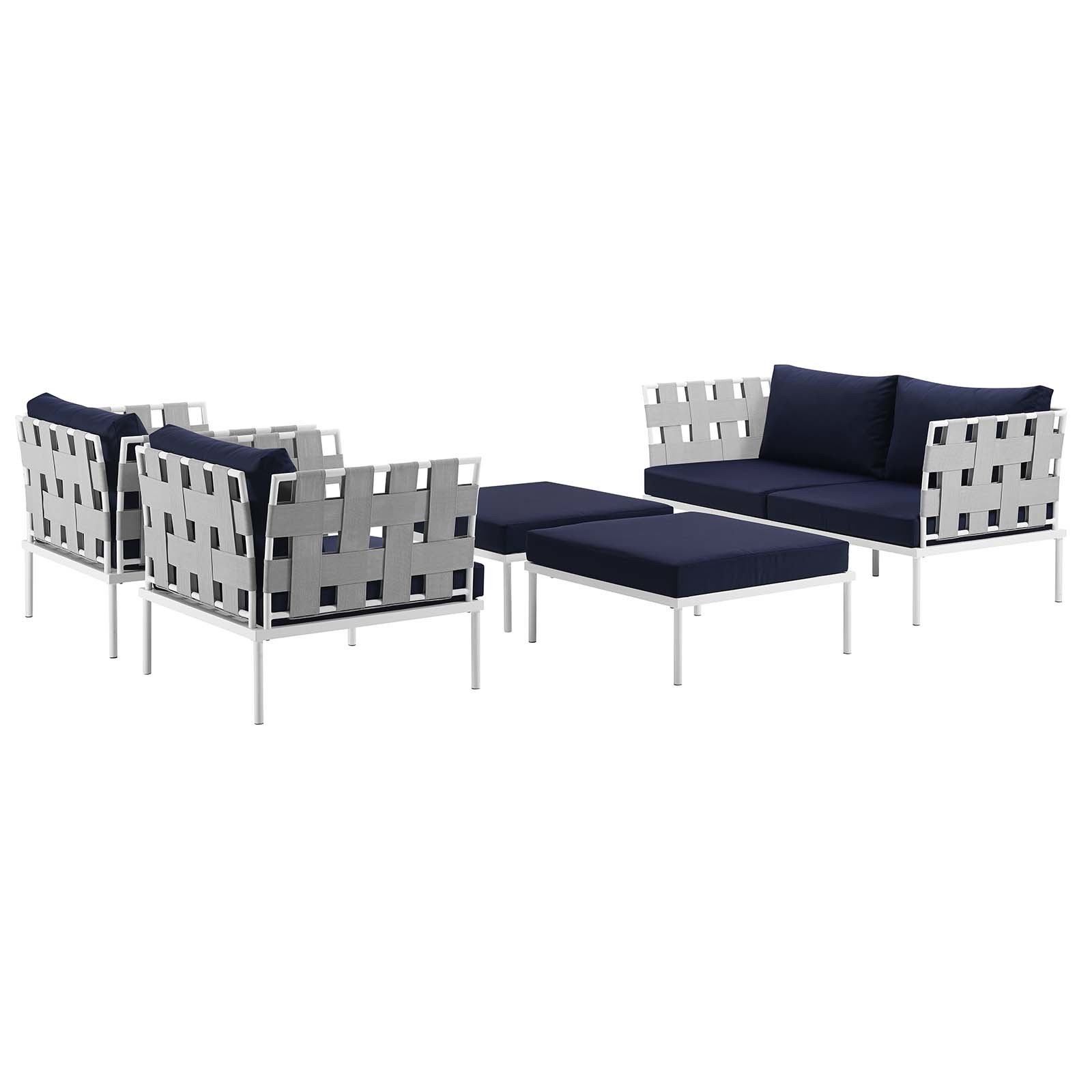 Harmony 5-Pc Outdoor Patio Canvas Fabric/Aluminum Sectional Sofa Set