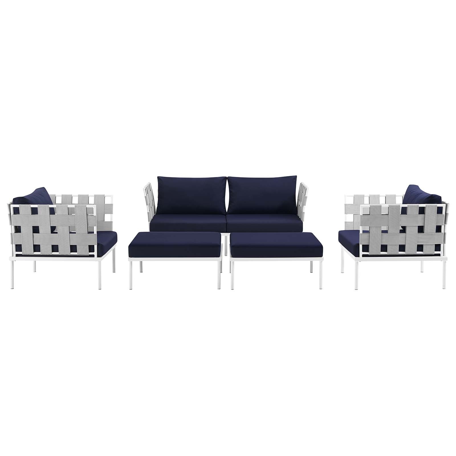 Harmony 5-Pc Outdoor Patio Canvas Fabric/Aluminum Sectional Sofa Set