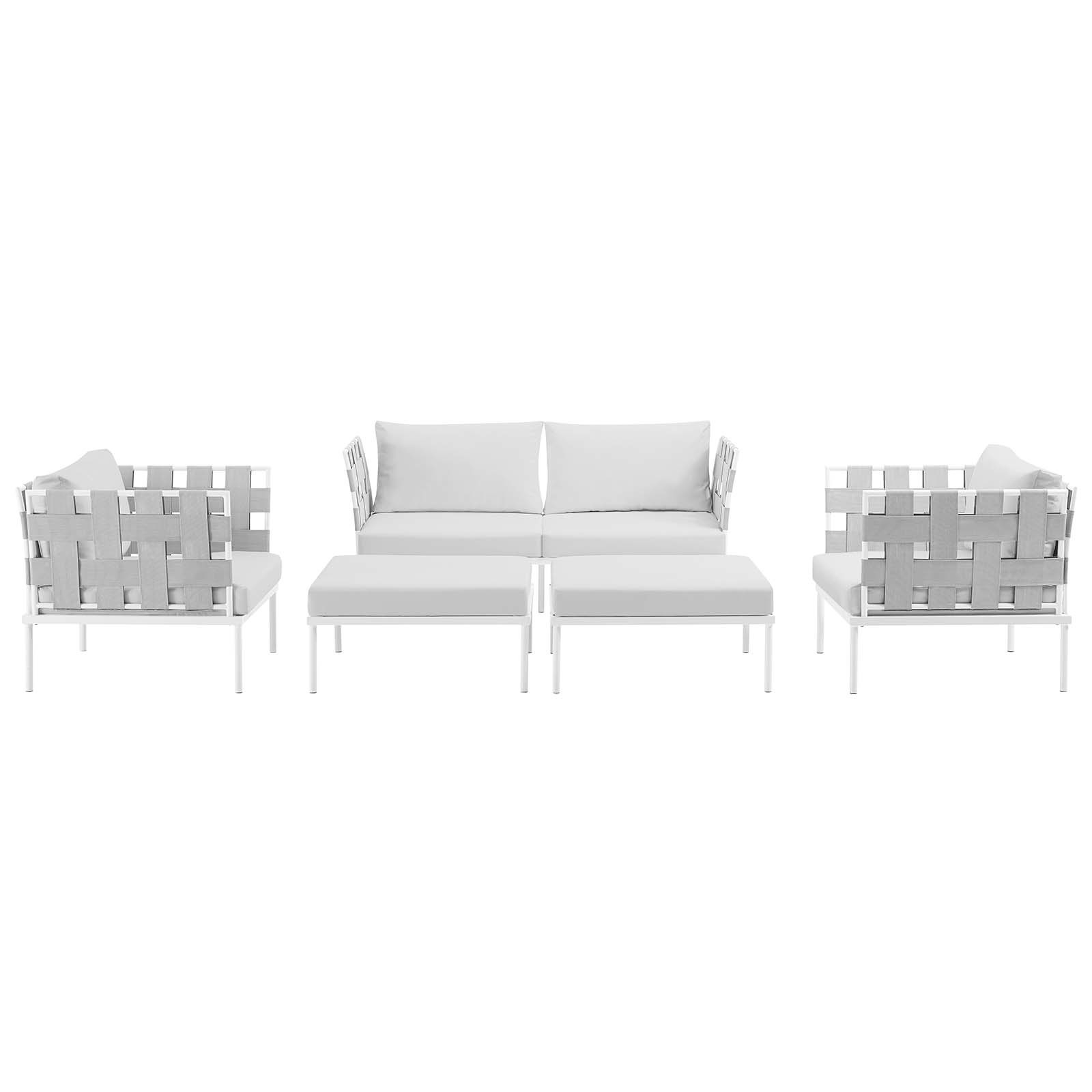 Harmony 5-Pc Outdoor Patio Canvas Fabric/Aluminum Sectional Sofa Set