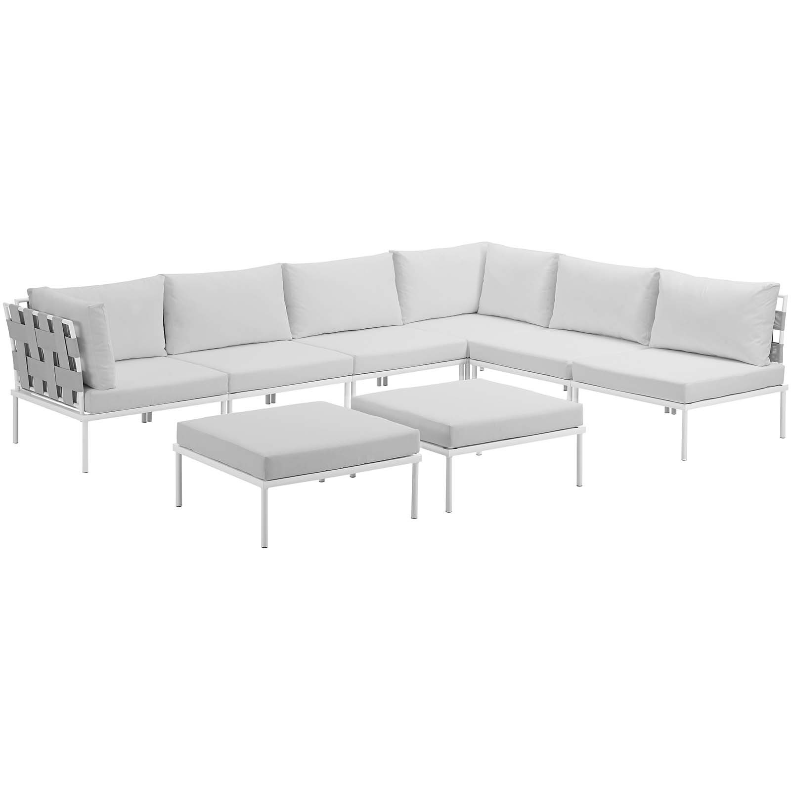 Harmony 8-Pc Outdoor Patio Aluminum/Fabric Sectional Sofa Set