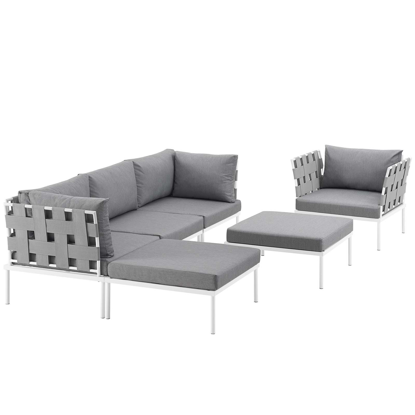 Harmony 6-Pc Outdoor Patio Aluminum Sectional Sofa Set