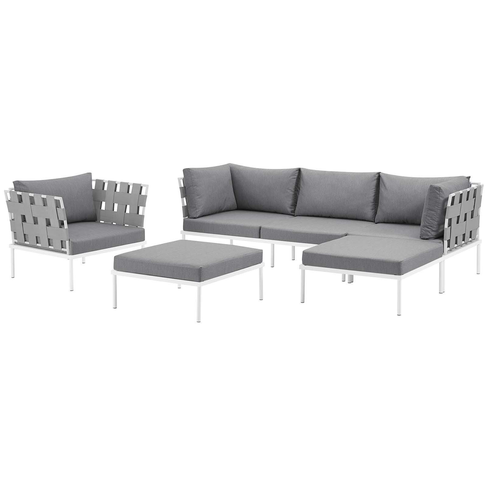 Harmony 6-Pc Outdoor Patio Aluminum Sectional Sofa Set