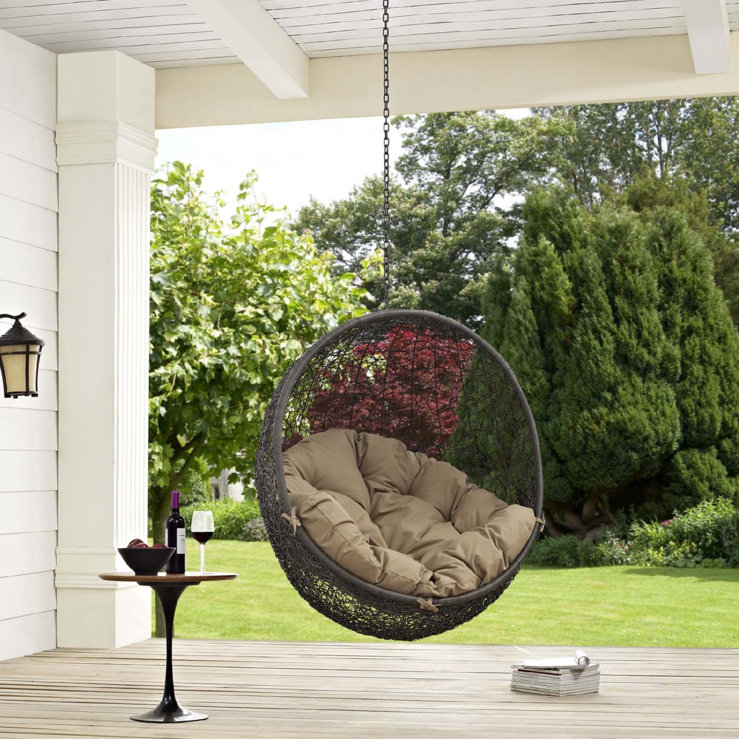Hide Outdoor Patio Synthetic Rattan Weave Swing Chair Without Stand
