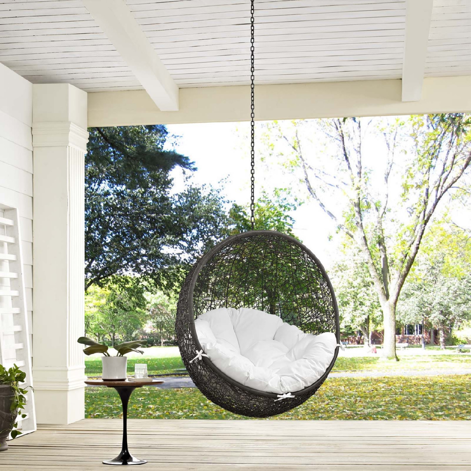 Hide Outdoor Patio Synthetic Rattan Weave Swing Chair Without Stand