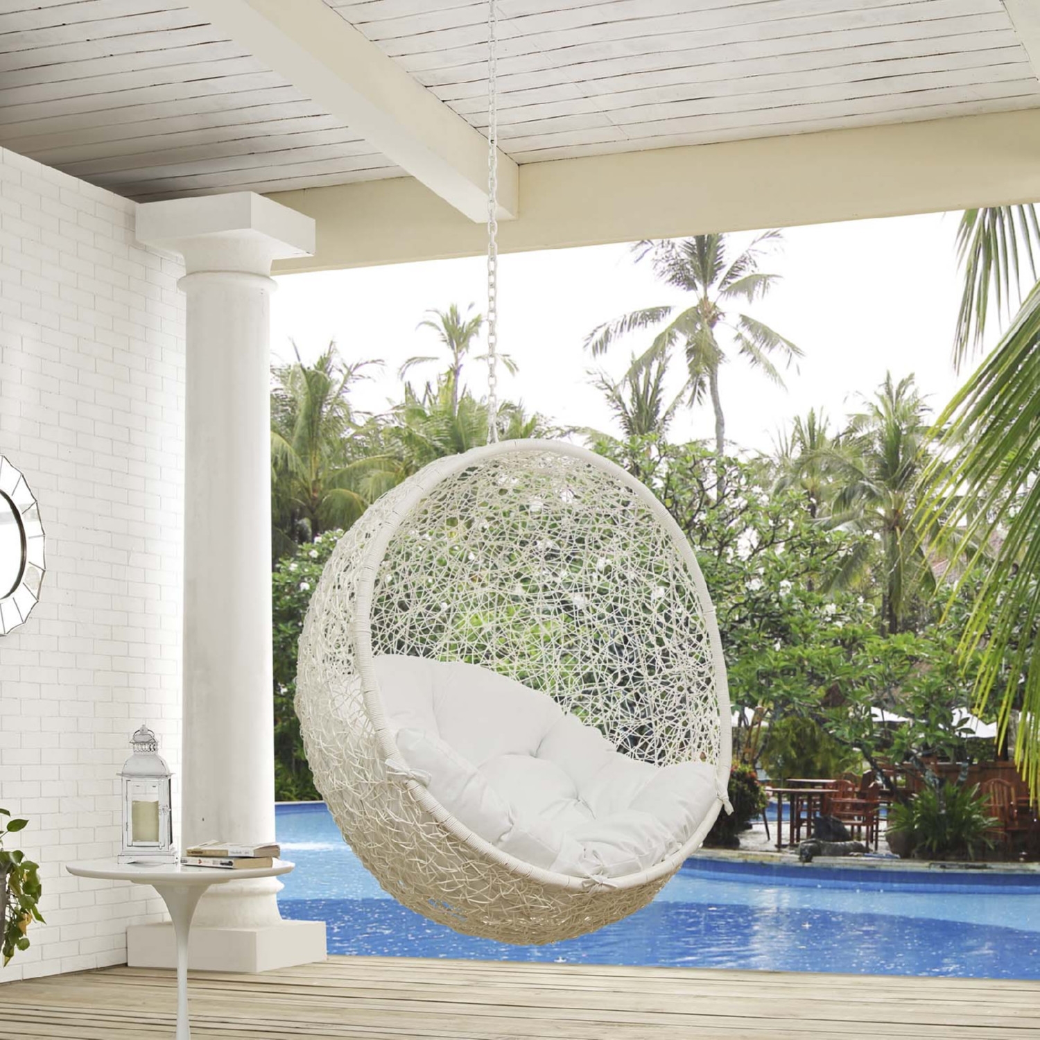 Hide Outdoor Patio Synthetic Rattan Weave Swing Chair Without Stand