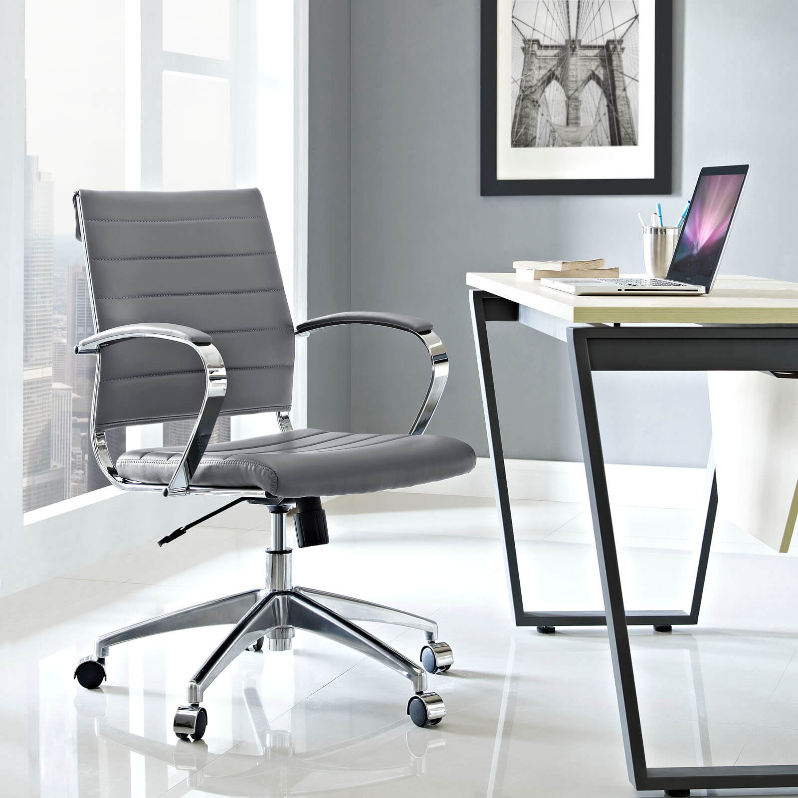 Jive Mid Back Office Chair, Gray by Modway Furniture