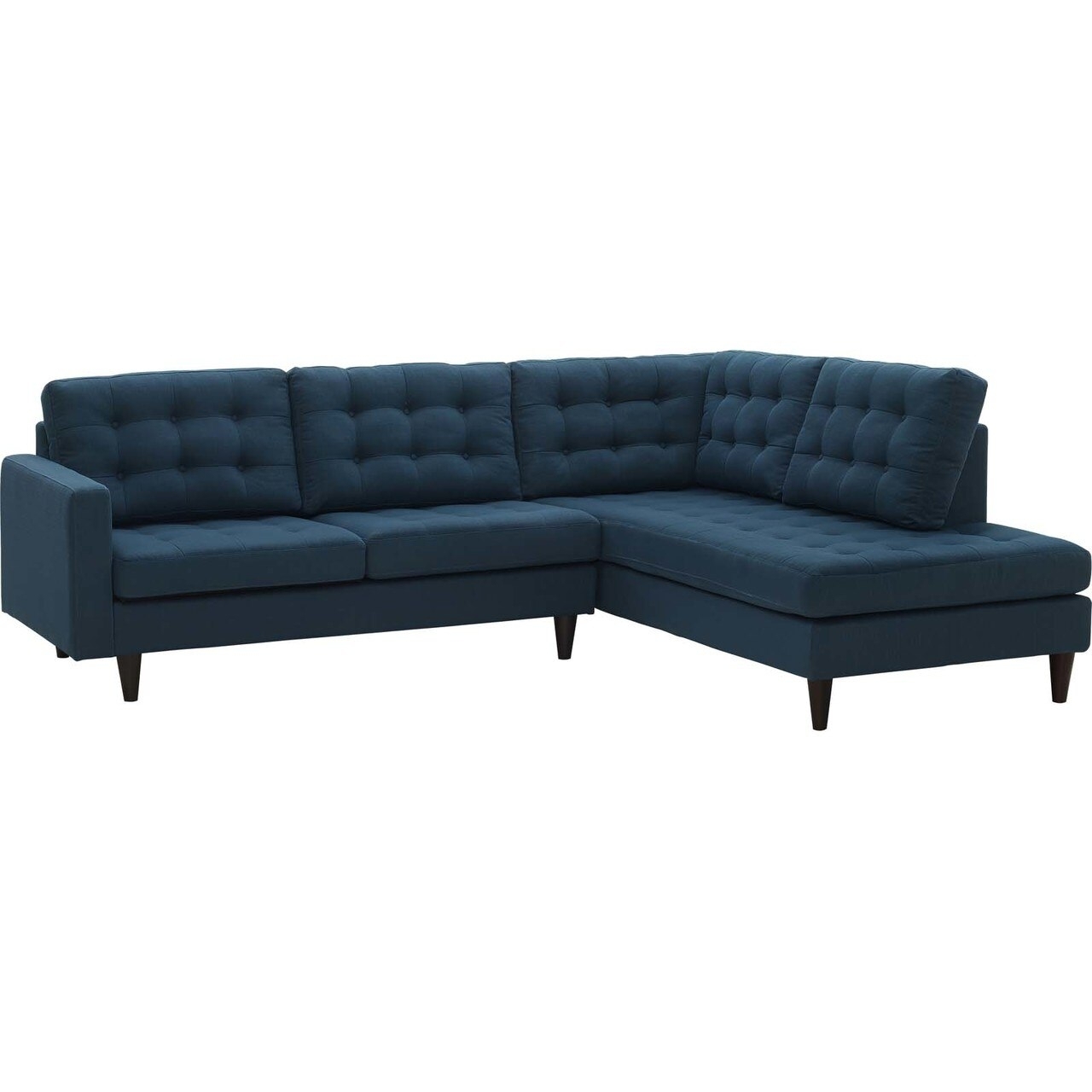 Empress 2-Pc Upholstered Fabric Right Arm Facing Bumper Sectional