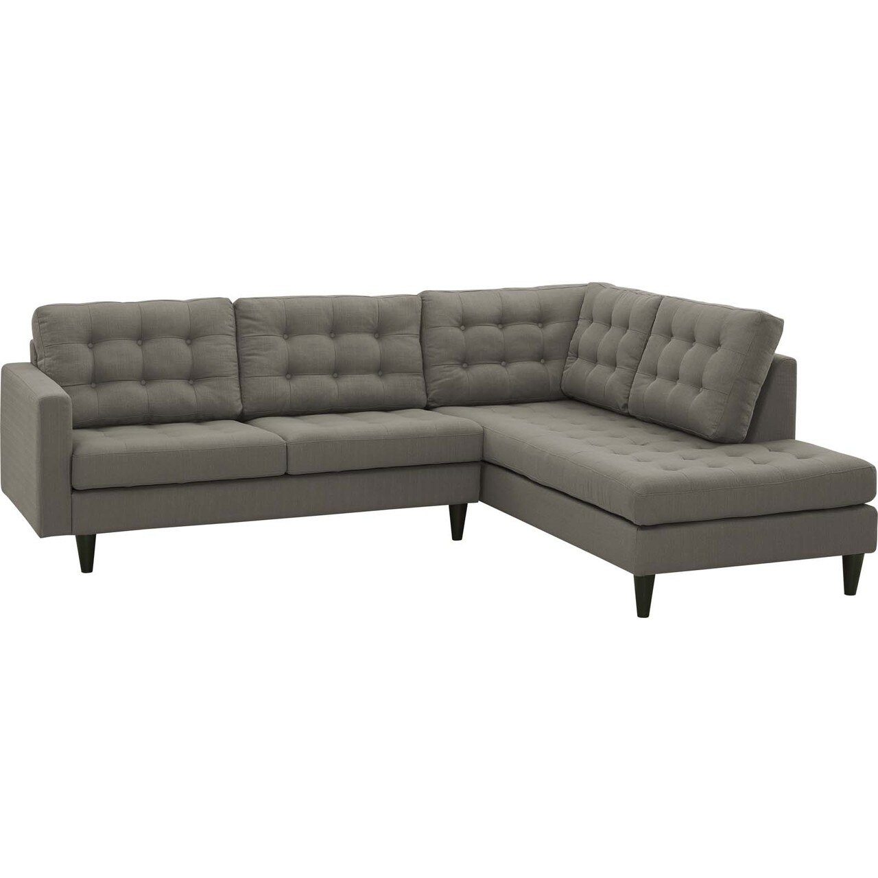 Empress 2-Pc Upholstered Fabric Right Arm Facing Bumper Sectional