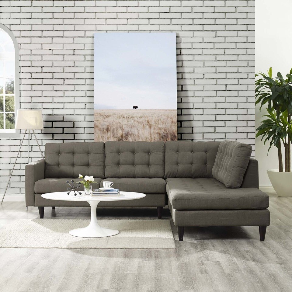 Empress 2-Pc Upholstered Fabric Right Arm Facing Bumper Sectional