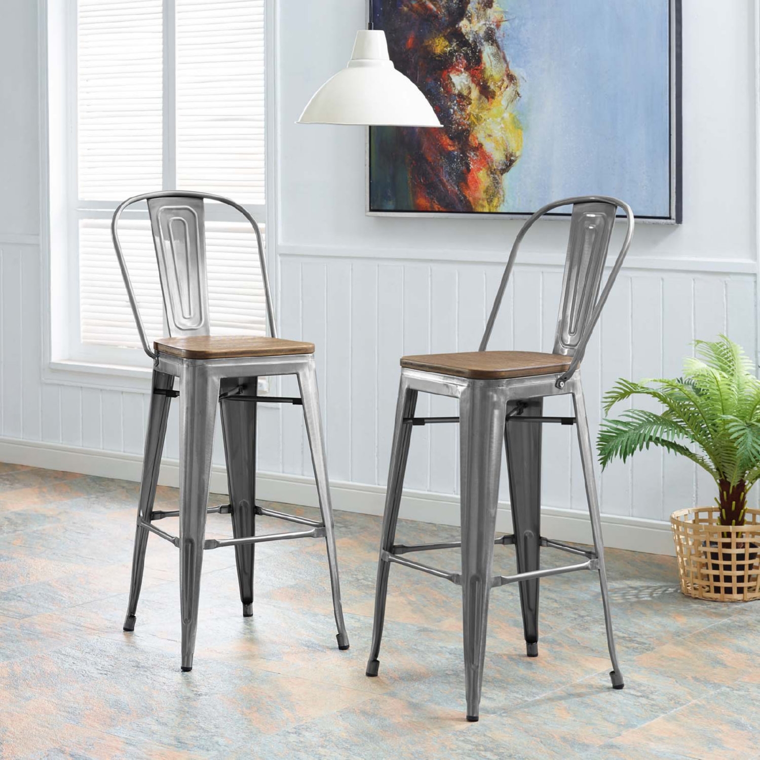 Promenade Bamboo/Steel Bar Stool