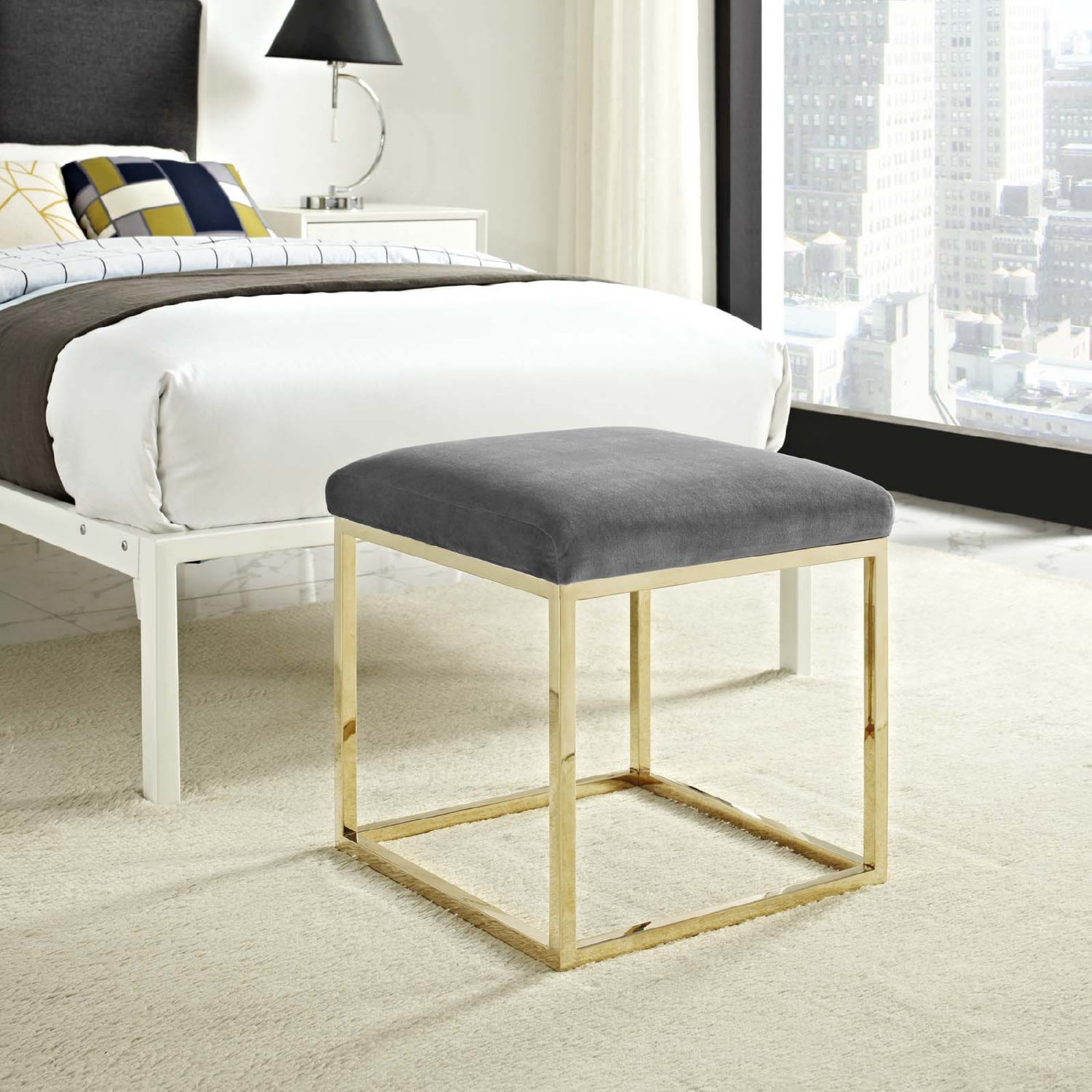 Anticipate Velvet Ottoman
