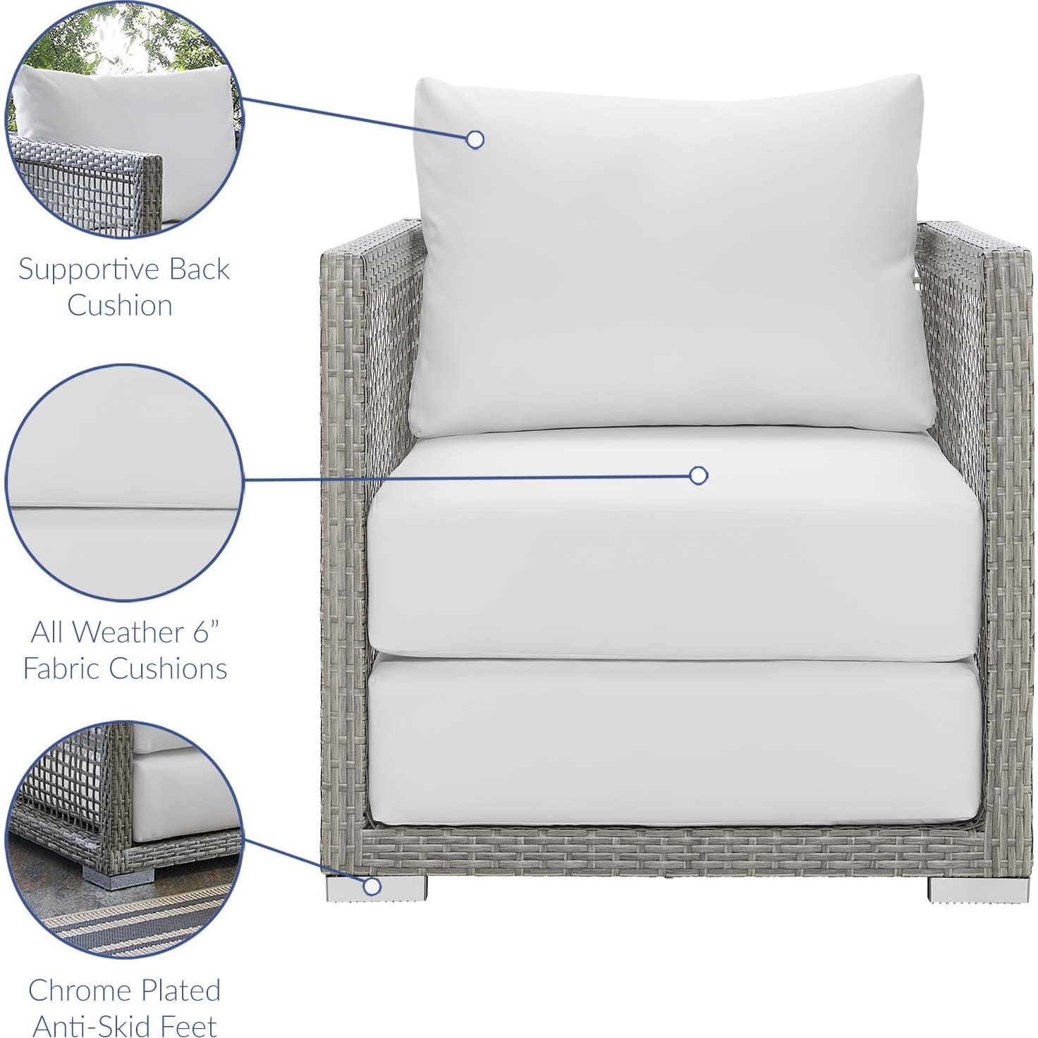 Aura Rattan Outdoor Patio Synthetic Wicker Rattan/Fabric Armchair