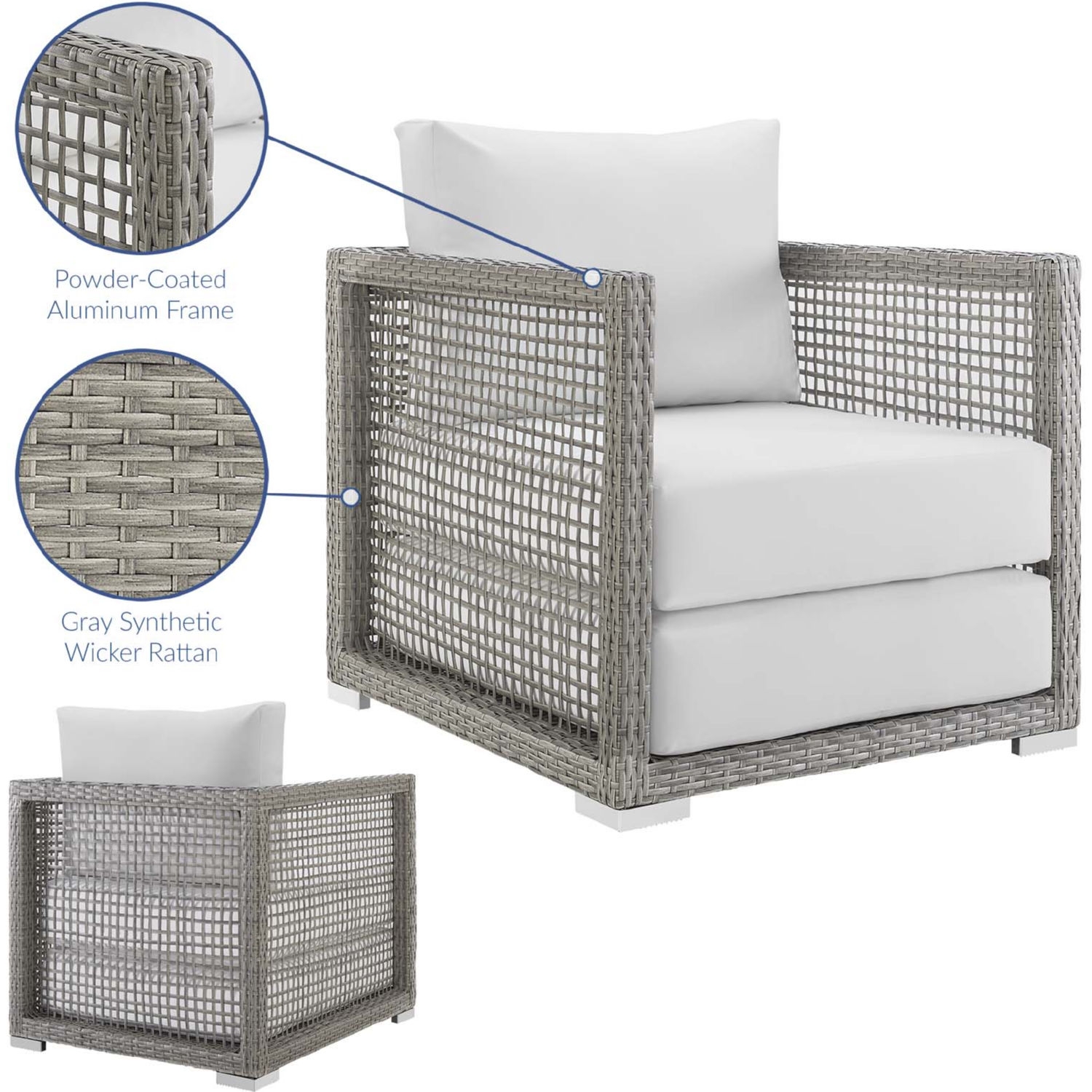 Aura Rattan Outdoor Patio Synthetic Wicker Rattan/Fabric Armchair