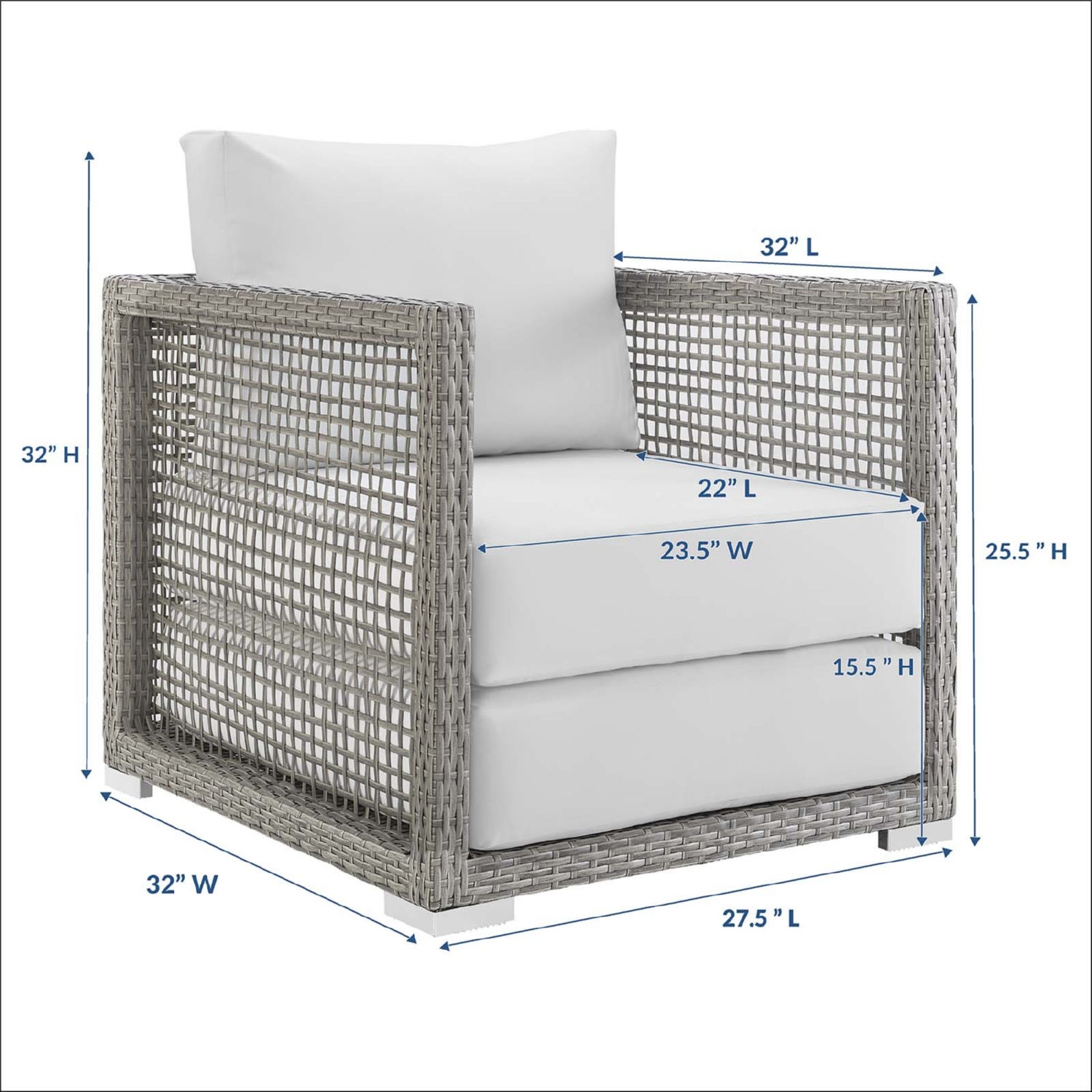 Aura Rattan Outdoor Patio Synthetic Wicker Rattan/Fabric Armchair