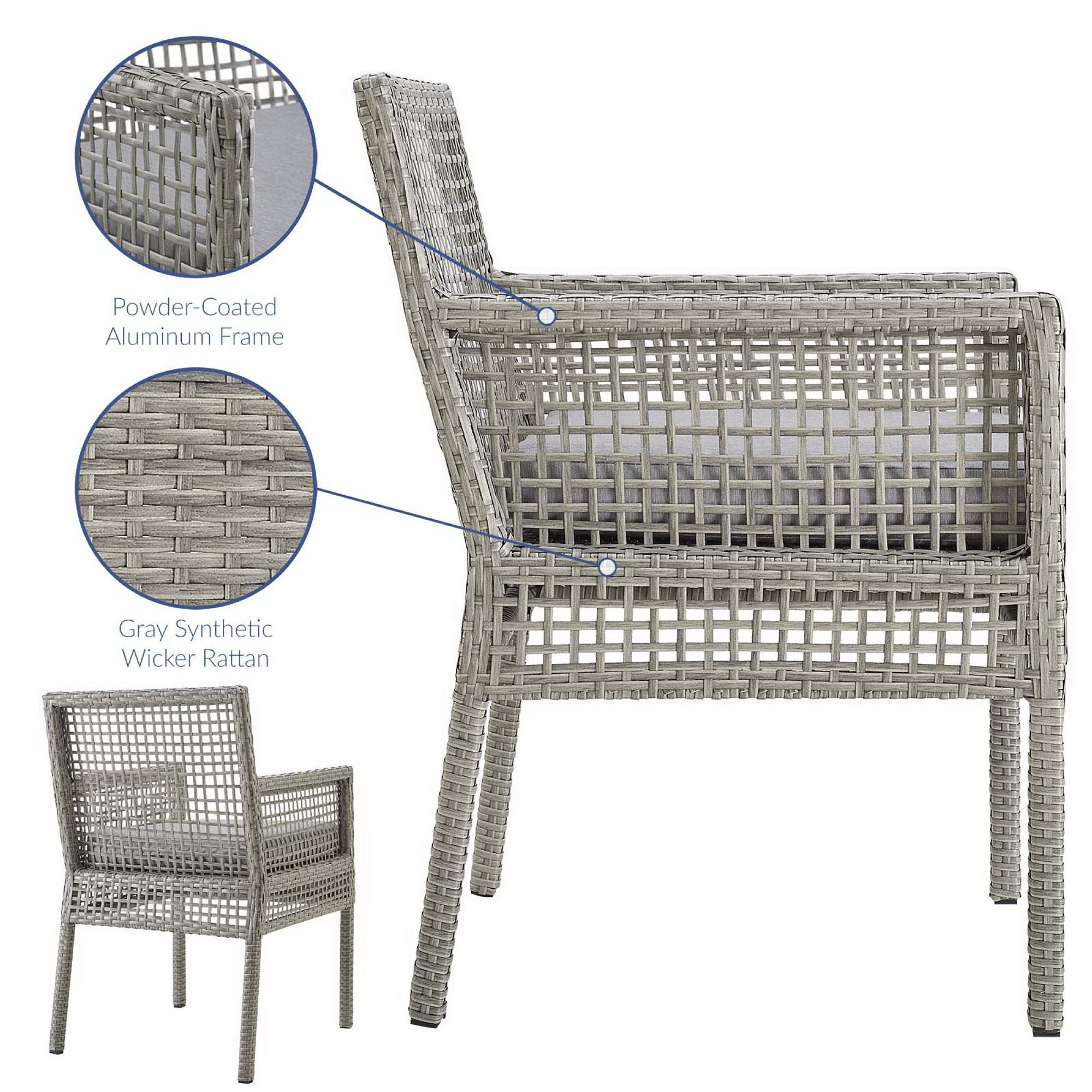 Aura Outdoor Patio Synthetic Wicker Rattan/Fabric Armchair