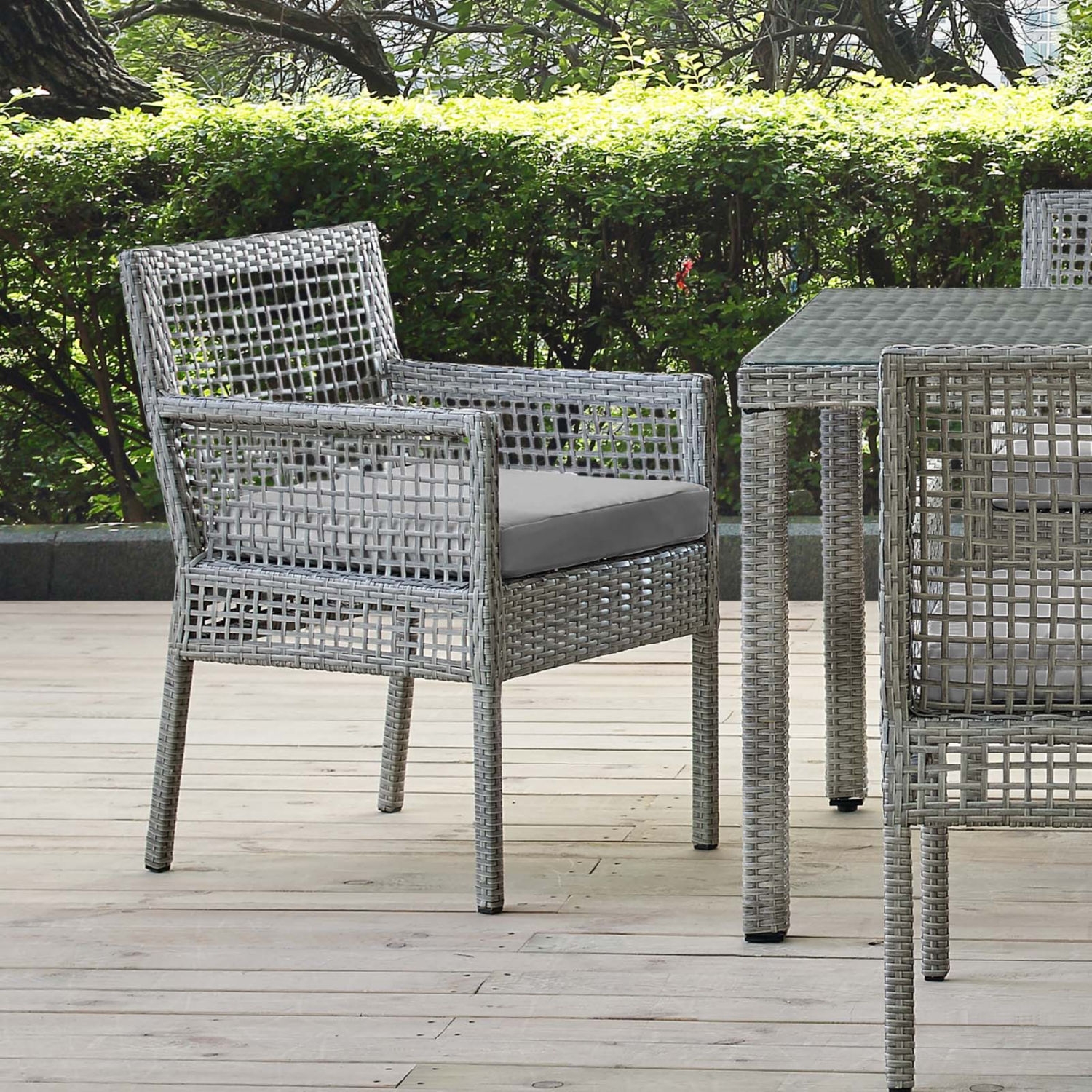 Aura Outdoor Patio Synthetic Wicker Rattan/Fabric Armchair