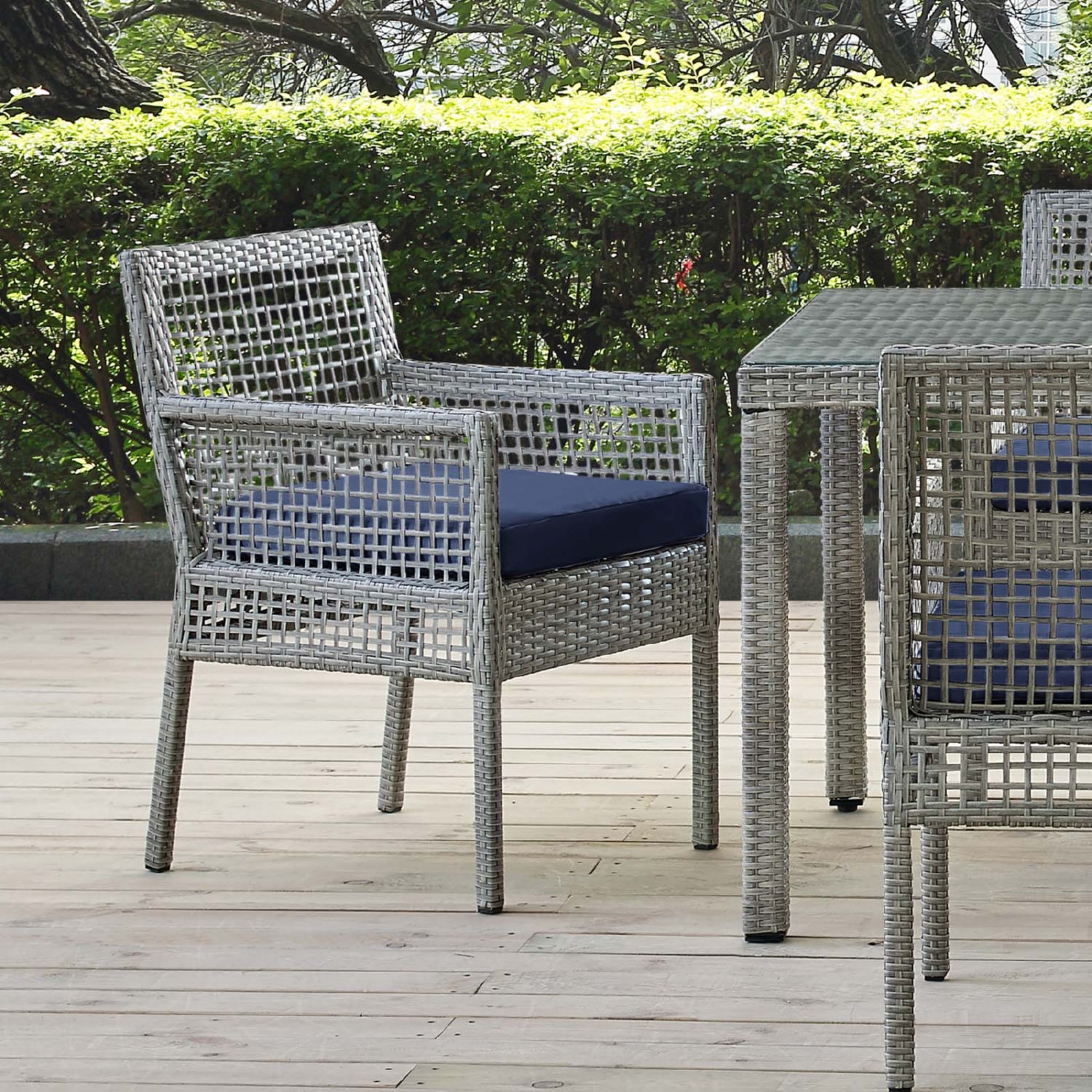 Aura Outdoor Patio Synthetic Wicker Rattan/Fabric Armchair