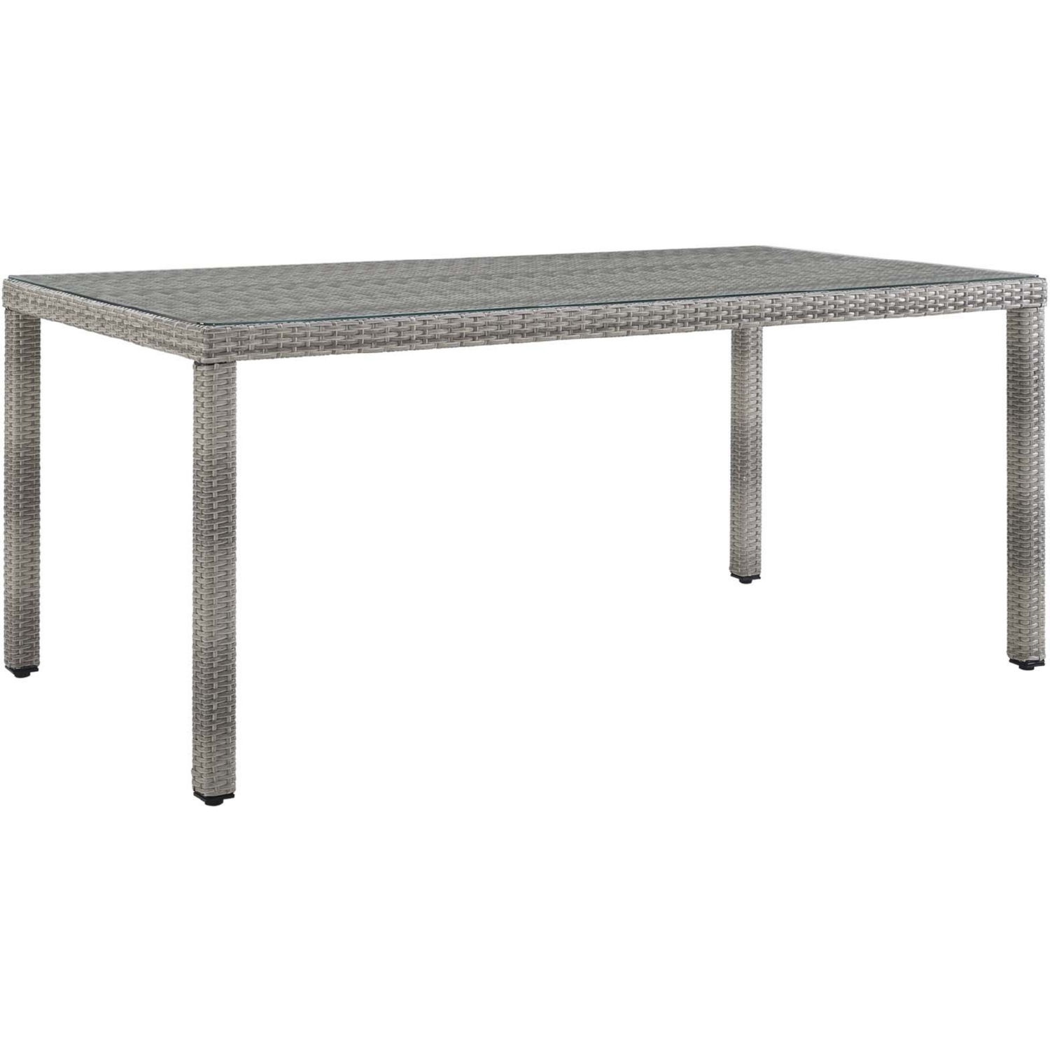 Aura 68" Outdoor Patio Wicker Rattan/Glass Dining Table