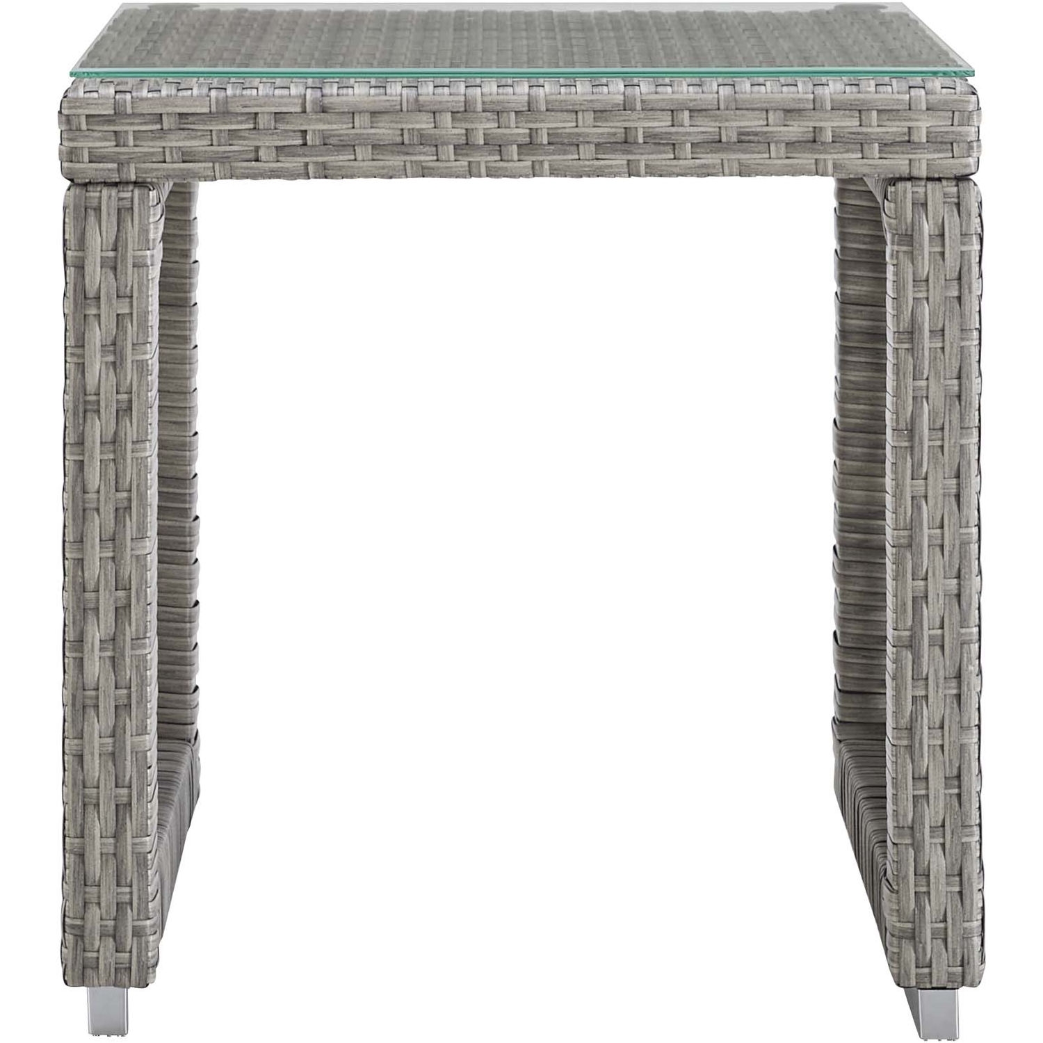 Aura Outdoor Patio Synthetic Rattan/Glass Side Table